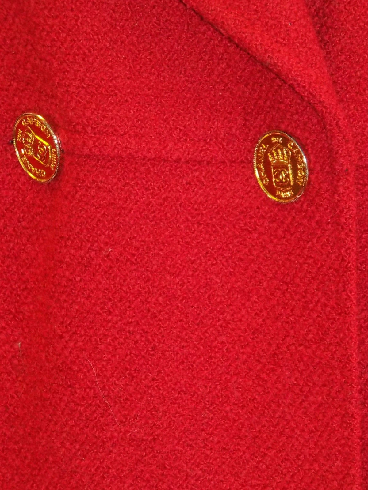 Chanel Vintage Red Coat with large logo buttons 1