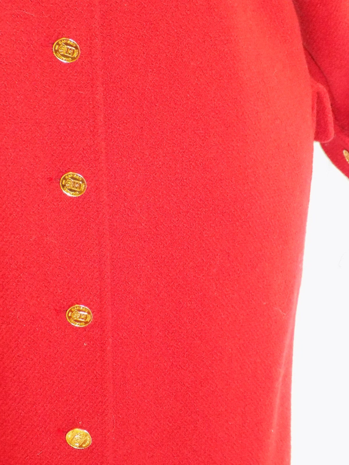 Chanel Vintage Red Coat with large logo buttons 2