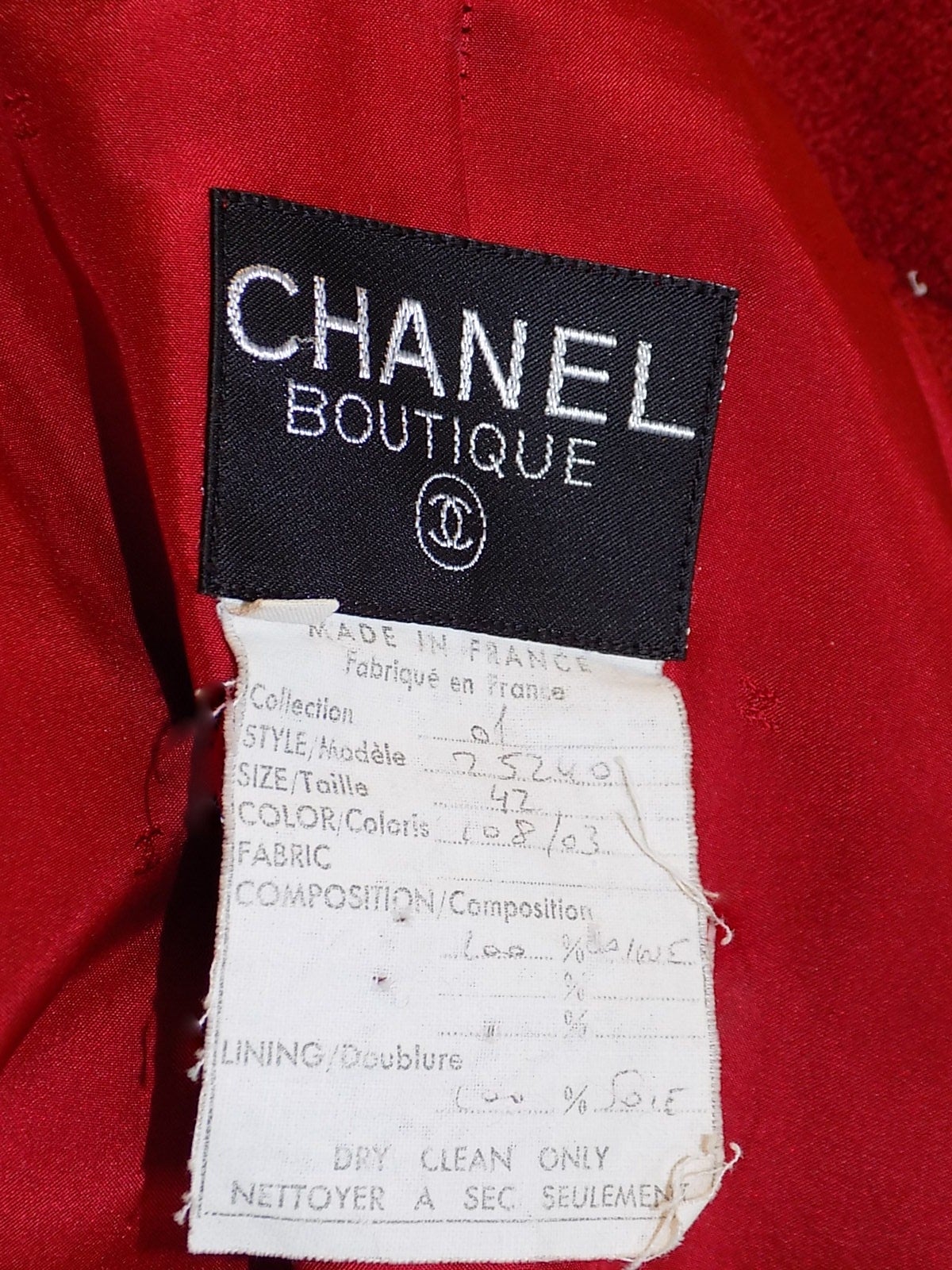Chanel Vintage Red Coat with large logo buttons 3