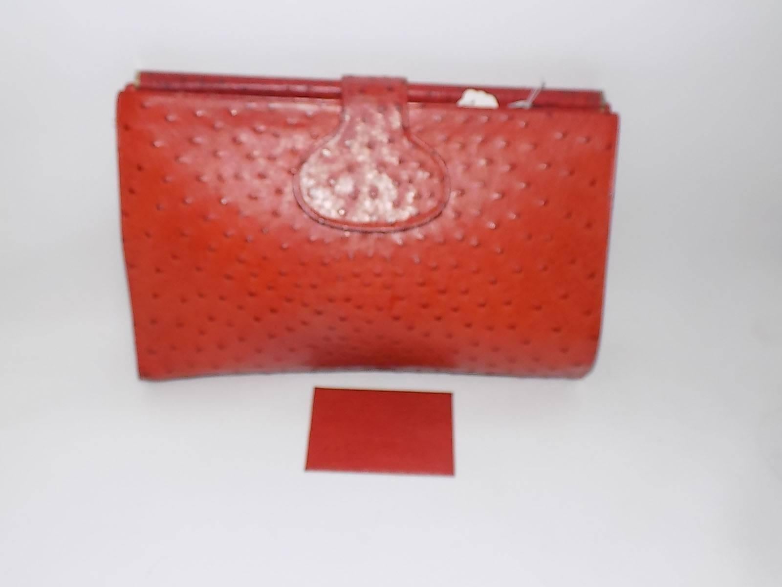 Fendi Vintage Genuine Ostrich Large spactacular clutch bag purse  1
