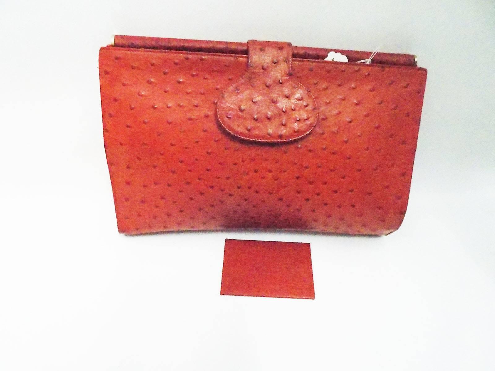 Fendi Vintage Genuine Ostrich Large spactacular clutch bag purse  5