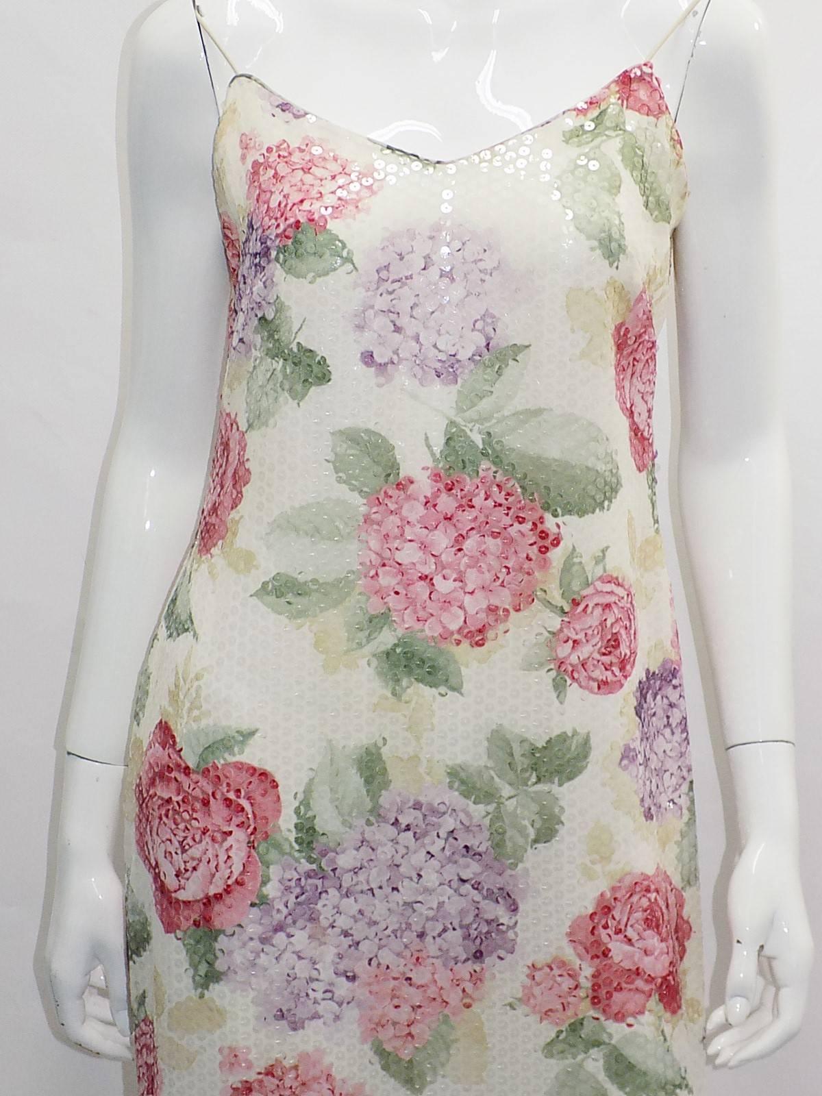 Escada floral sequin gown In Excellent Condition In New York, NY