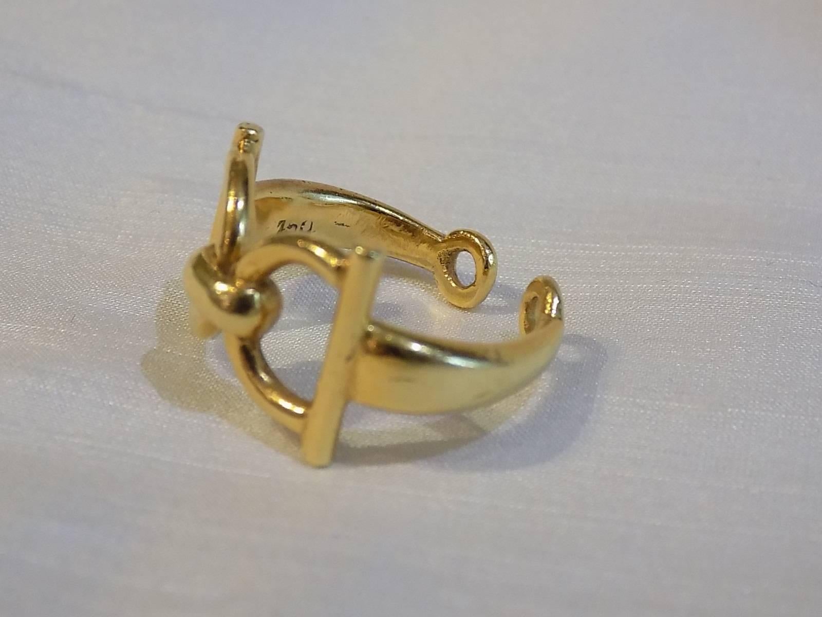 Women's or Men's  Vintage Gucci Horsebit Gold Open Ring   For Sale