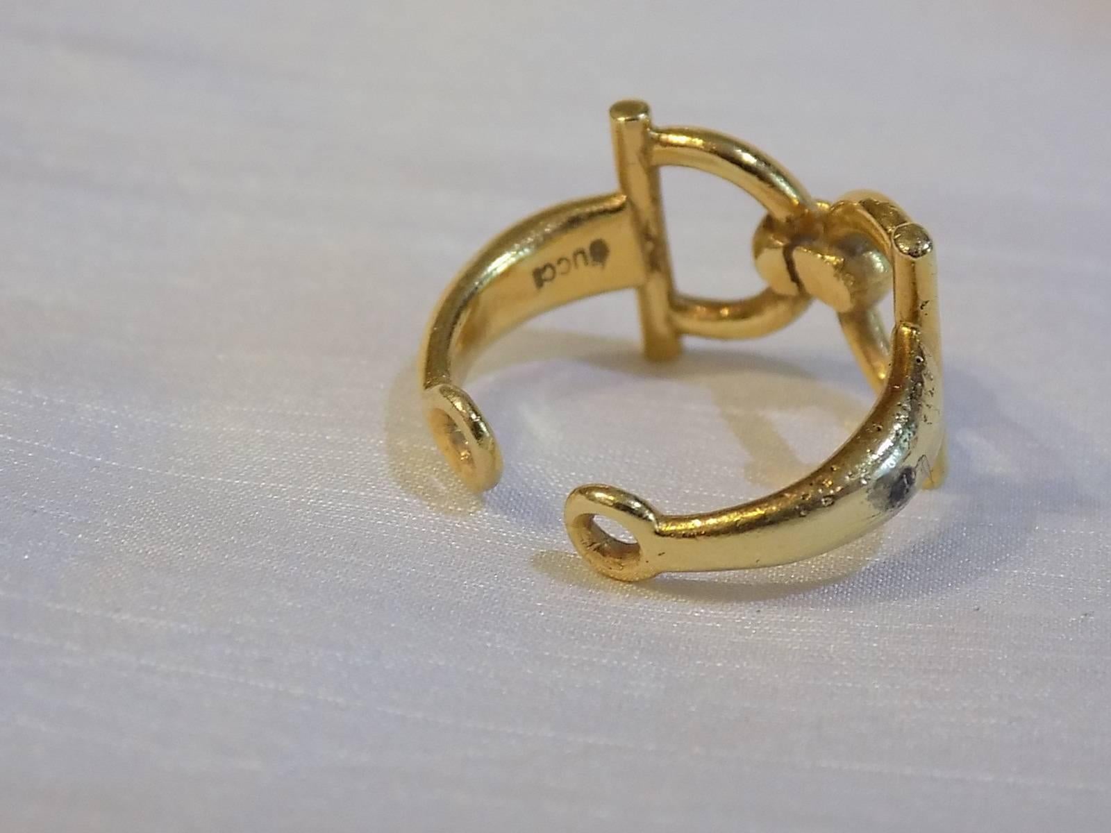  Vintage Gucci Horsebit Gold Open Ring   For Sale 1