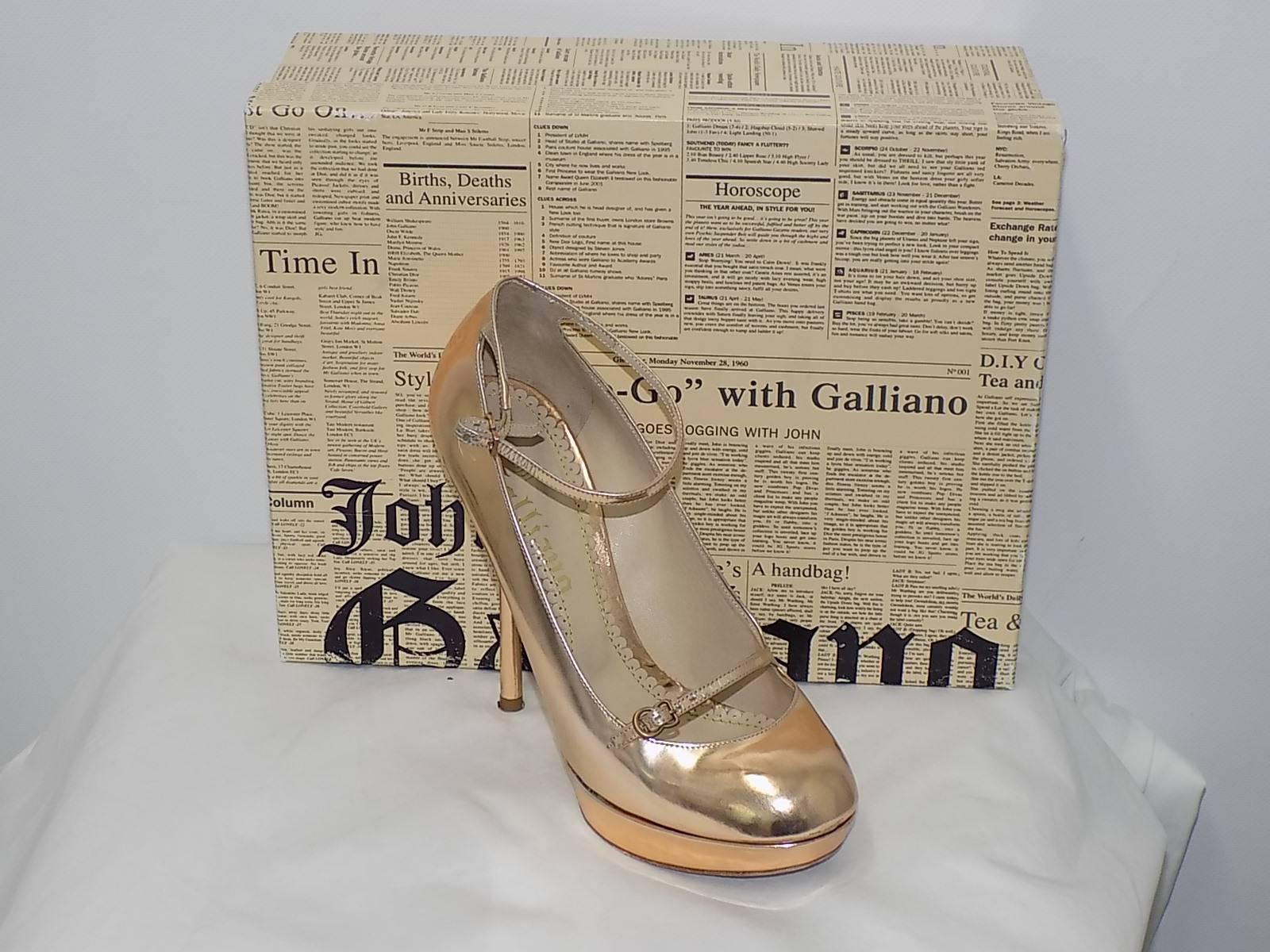John Galliano Gold stiletto marry Jane shoes in box worn once or twice in fantastic condition size 36/5 comes n original box heel 5