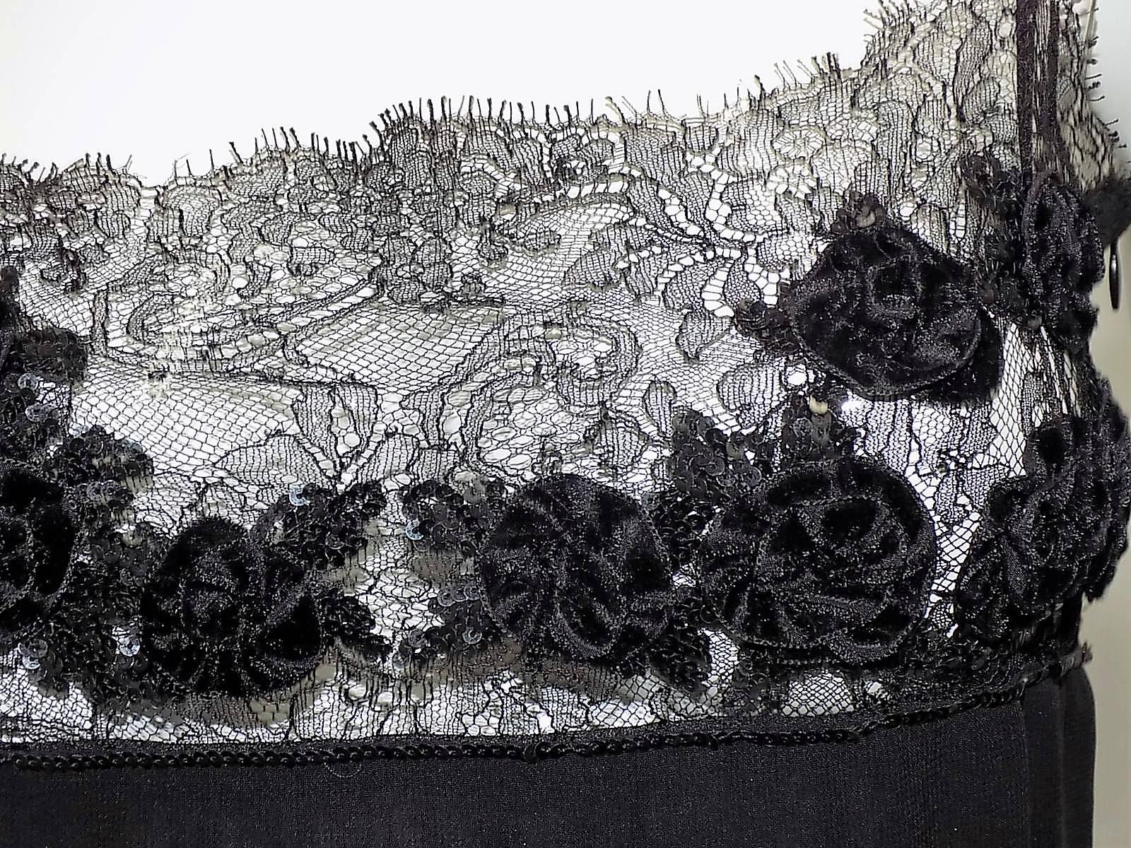 Black Blumarine sexy black mini slip silk lace  dress For Sale