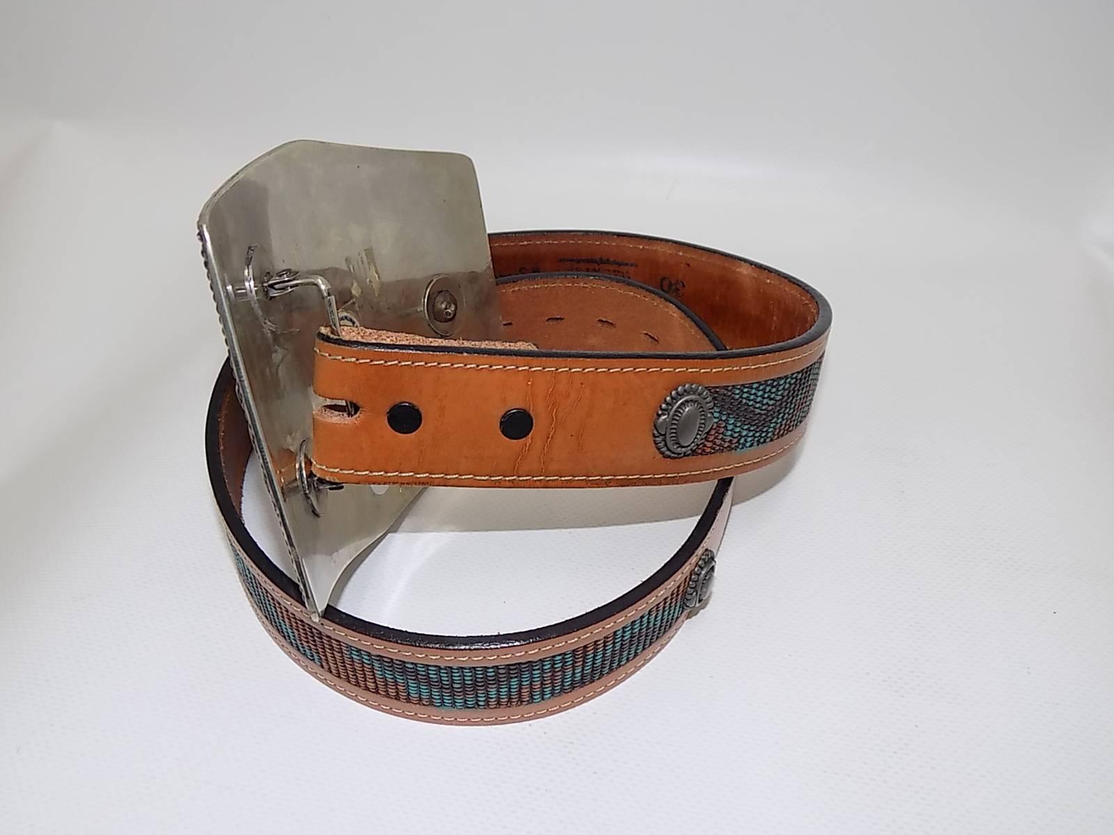 Black Cowboy legends massive silver hand crafted belt w turquoise /eagle buckle