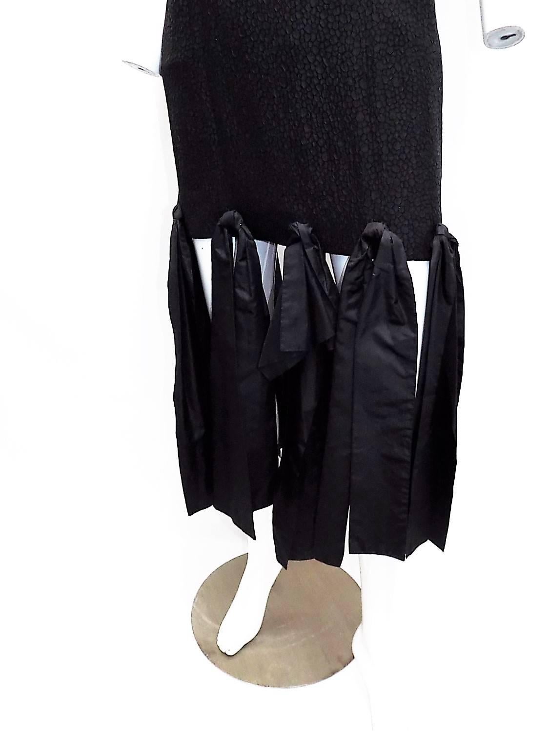 Black vintage Lanvin paris black cocktail dress with bows  For Sale