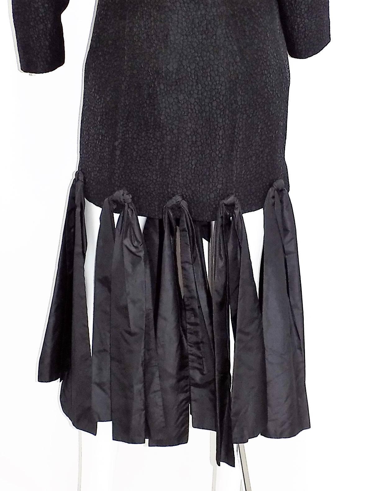 vintage Lanvin paris black cocktail dress with bows  In Excellent Condition For Sale In New York, NY