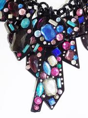 Bill Schiffer  massive abstract necklace with multi color crystals signed  1983