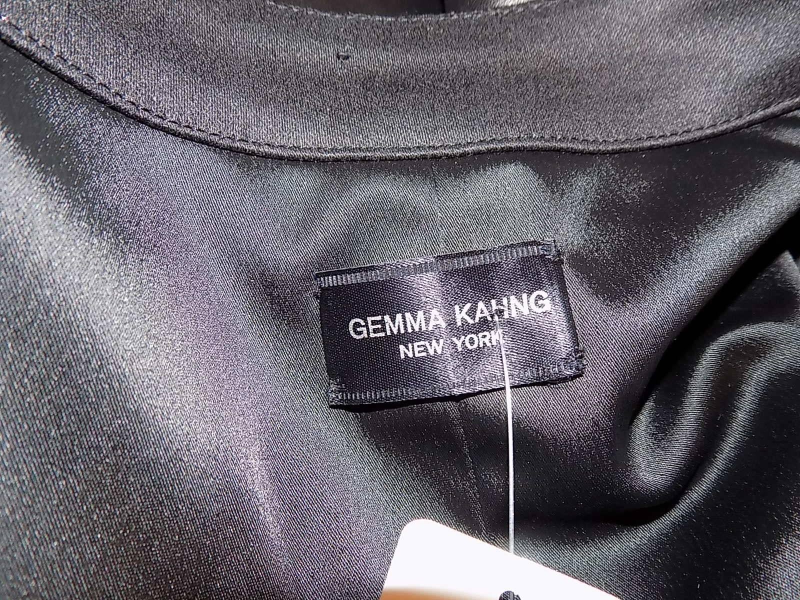 Gemma Kahng  Rare vintage Black Leather cutout / lace jacket zip front 1990's 2