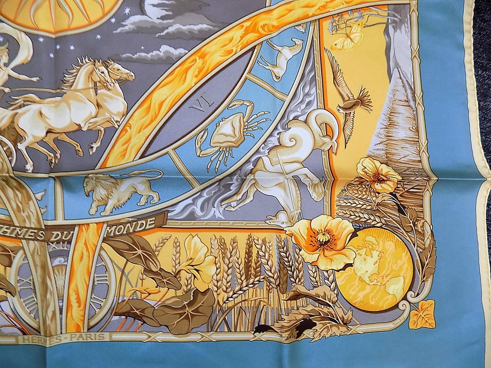HERMES  Scarf Rythmes du Monde by Laurence Bourthoumieux.  In Excellent Condition In New York, NY