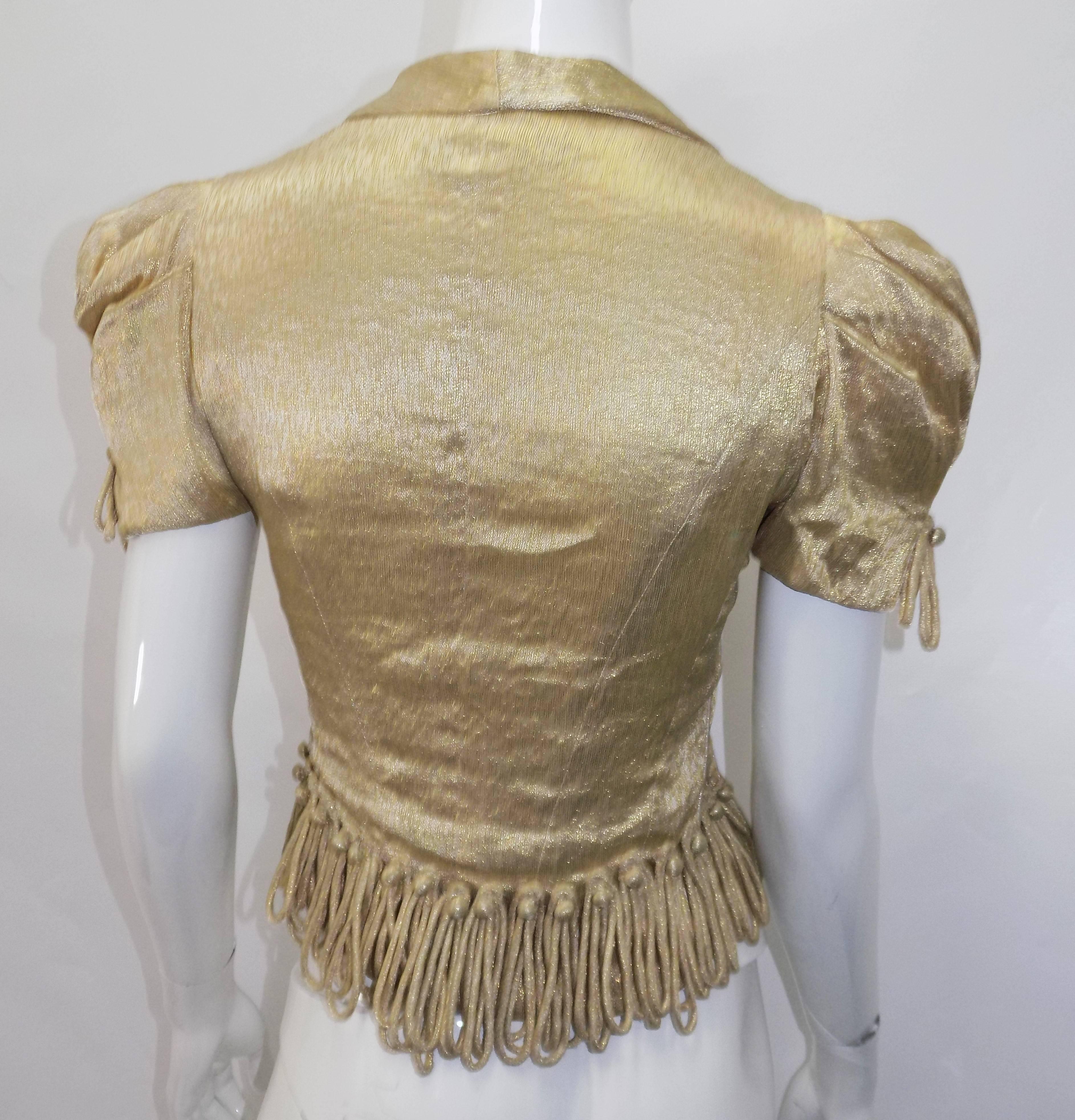 Louis Vuitton  Gold Metallic fitted  Jacket Top In Excellent Condition In New York, NY