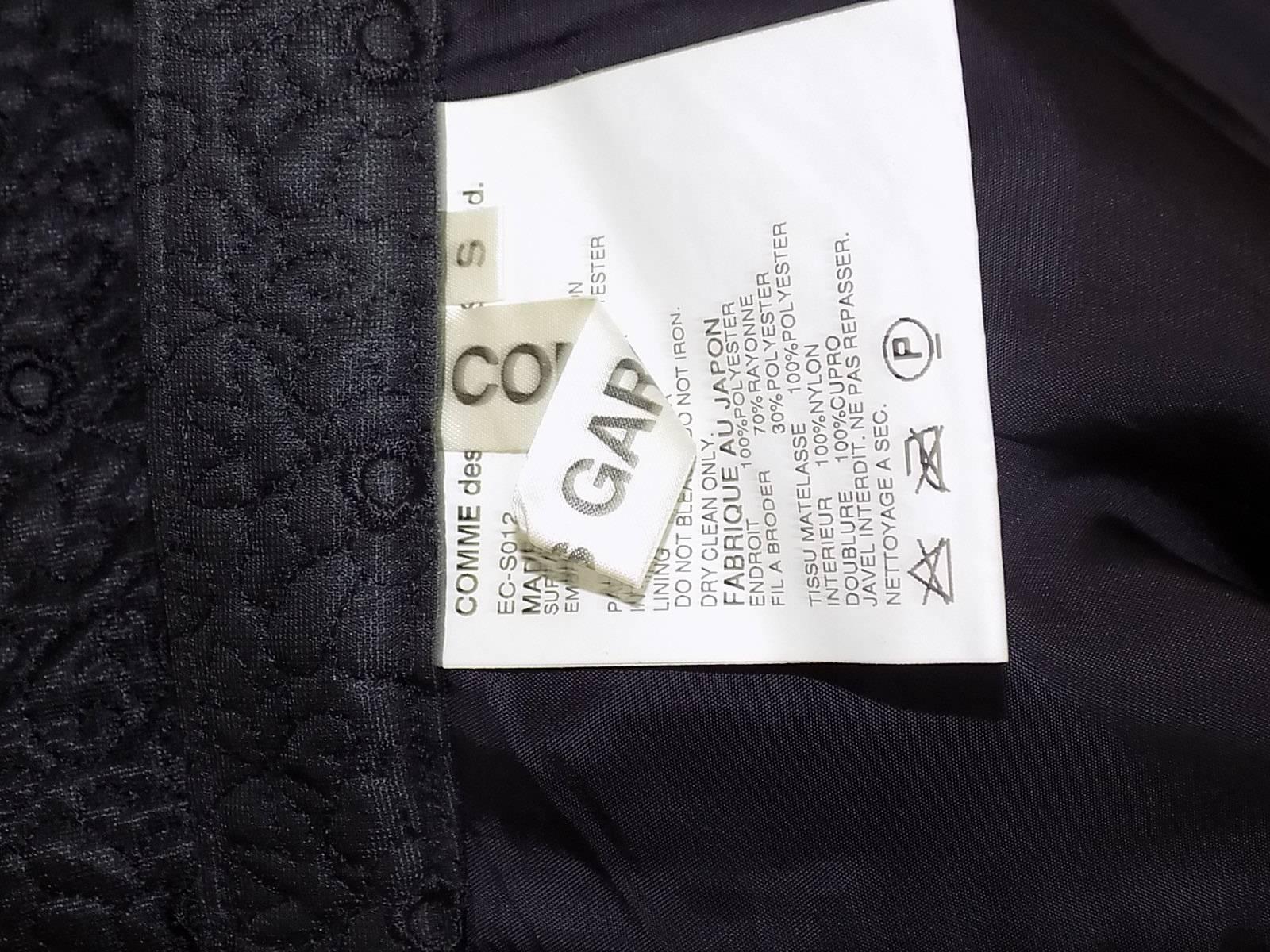 Comme De Garcons Long pencil  black embroidered / quilted skirt  In Excellent Condition For Sale In New York, NY