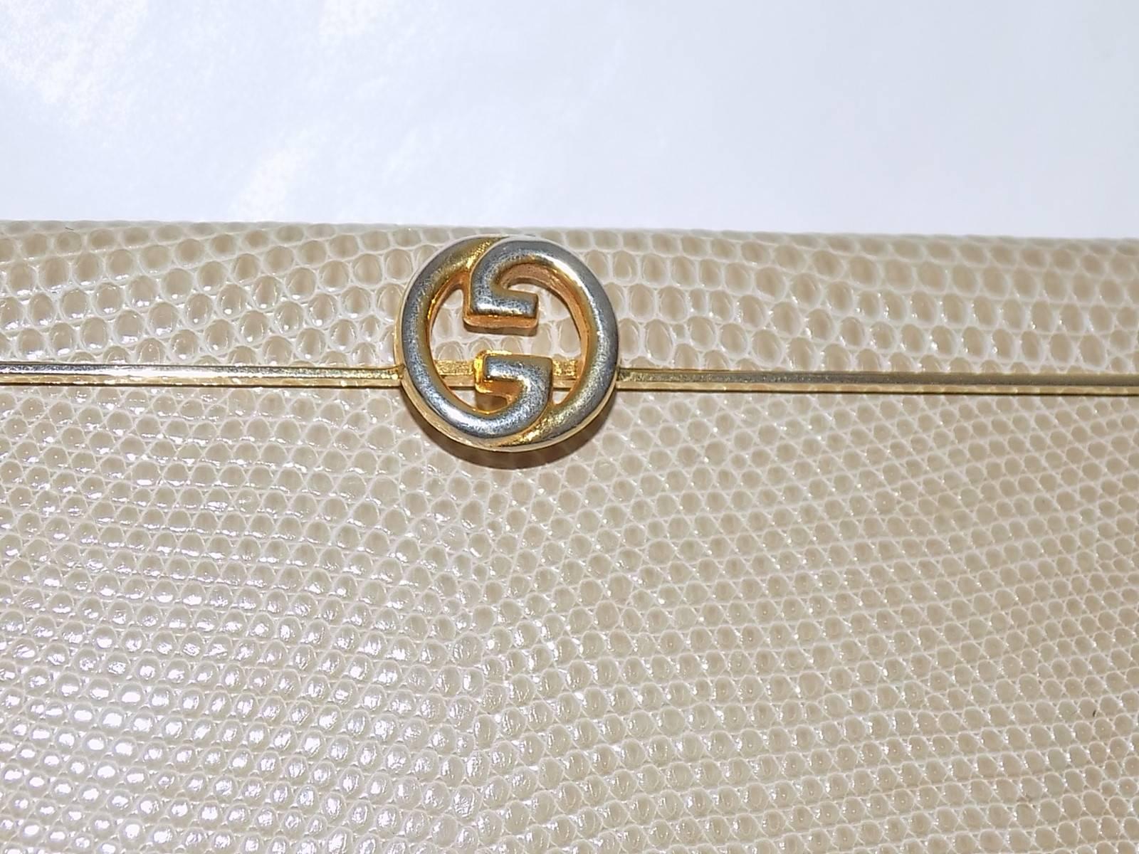 Women's Gucci  vintage exotic skin / lizard  small evening  clutch bag 