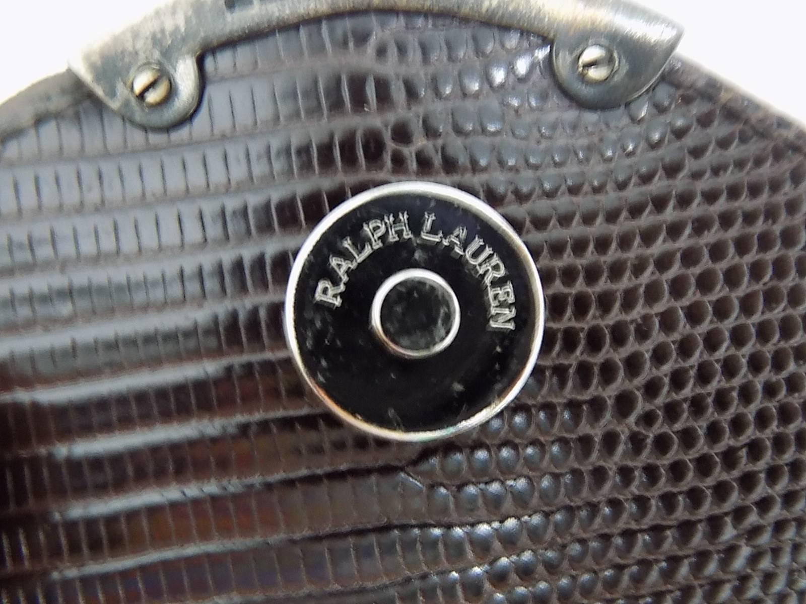 Black Vintage Ralph Lauren LIzard  crossbody Bag/ clutch With Sterling Silver Detail