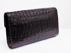 Valentino Garavani Chocolate Brown  Alligator  Clutch/ Shoulder Bag