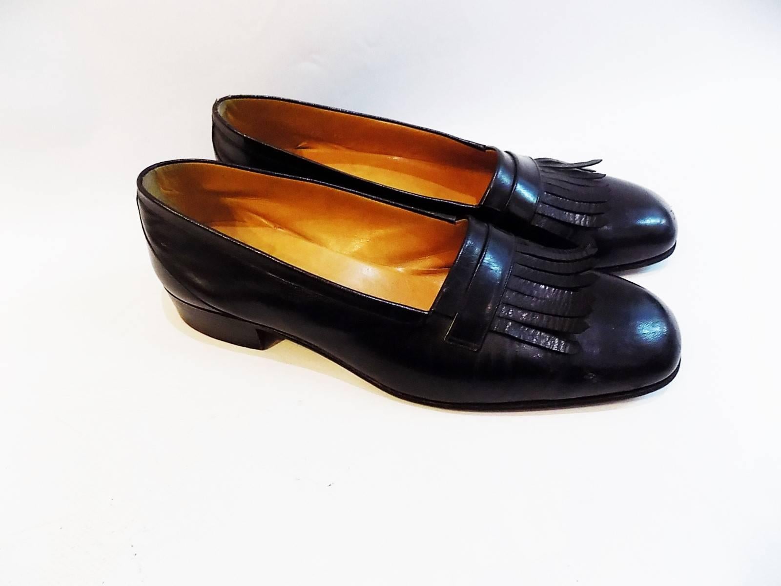 Fabulous Hermes Black Leather Oxford shoes. Very good condition.  Size 10