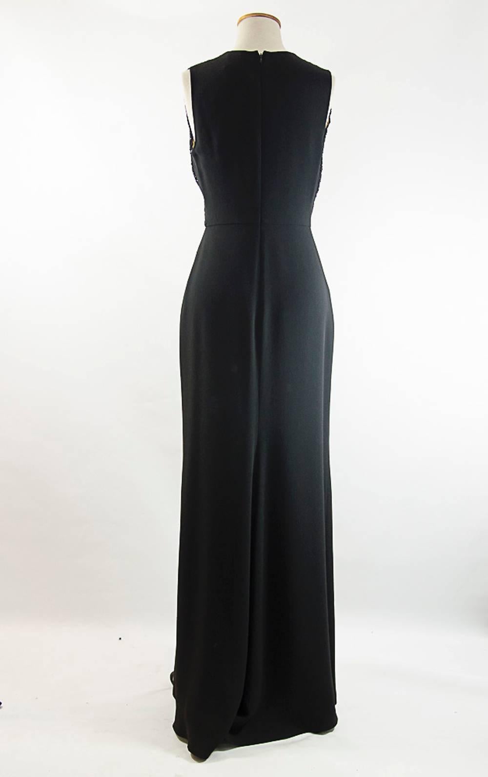Black Badgley Mischka Elegan Eyelet Beaded Evening Gown For Sale