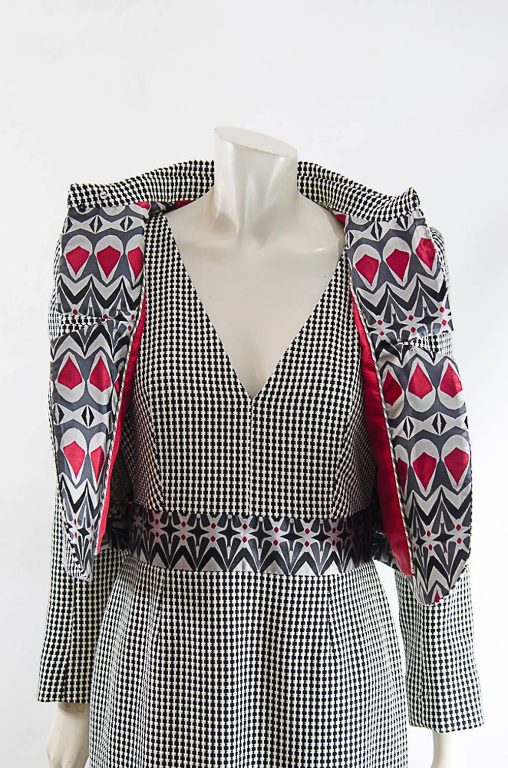 Gray Christian Lacroix  short jacket and Dress ensemble sz 42 For Sale