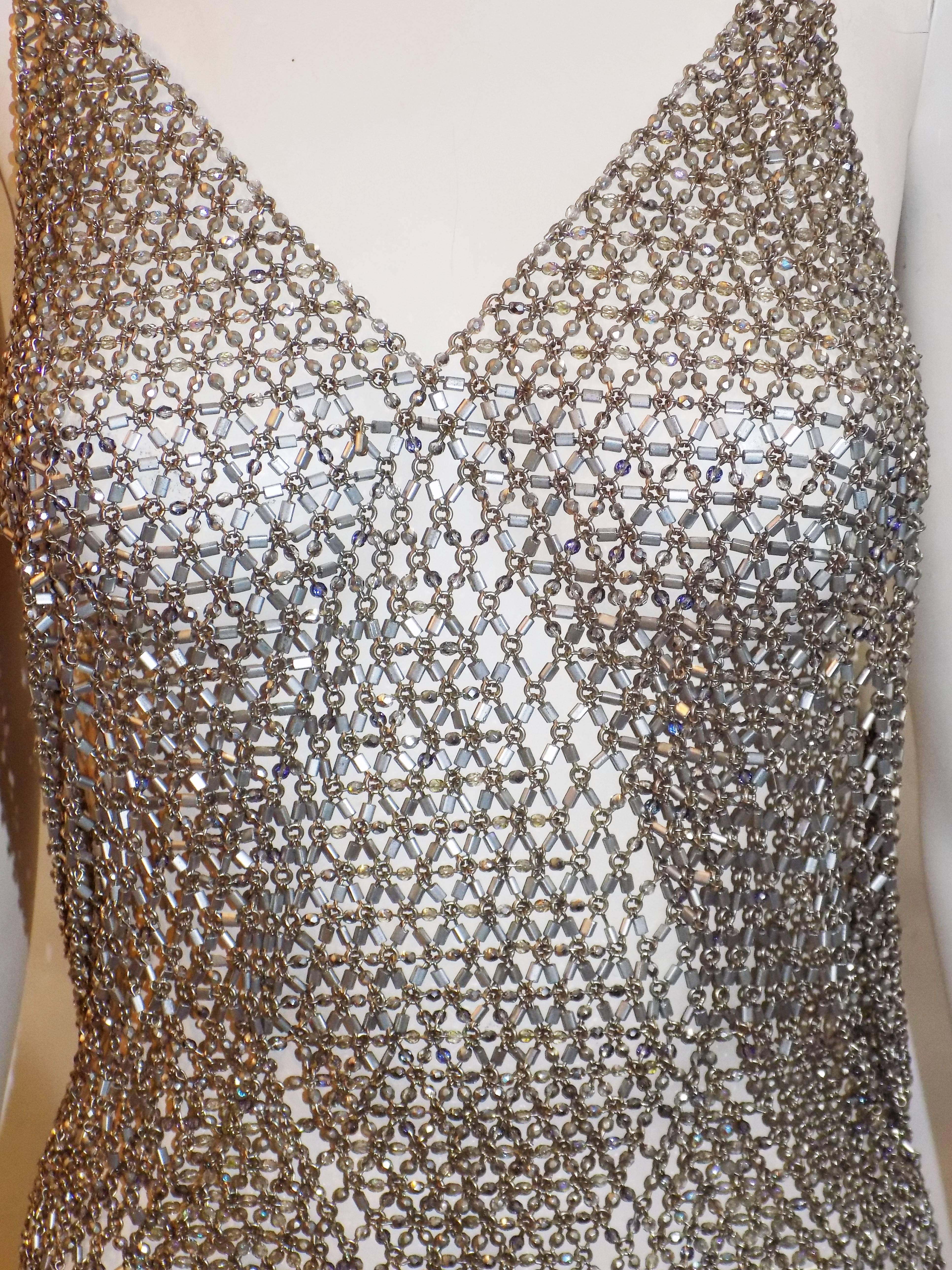 Eugine Welsh masterpiece metal chainand beads dress  In New Condition In New York, NY