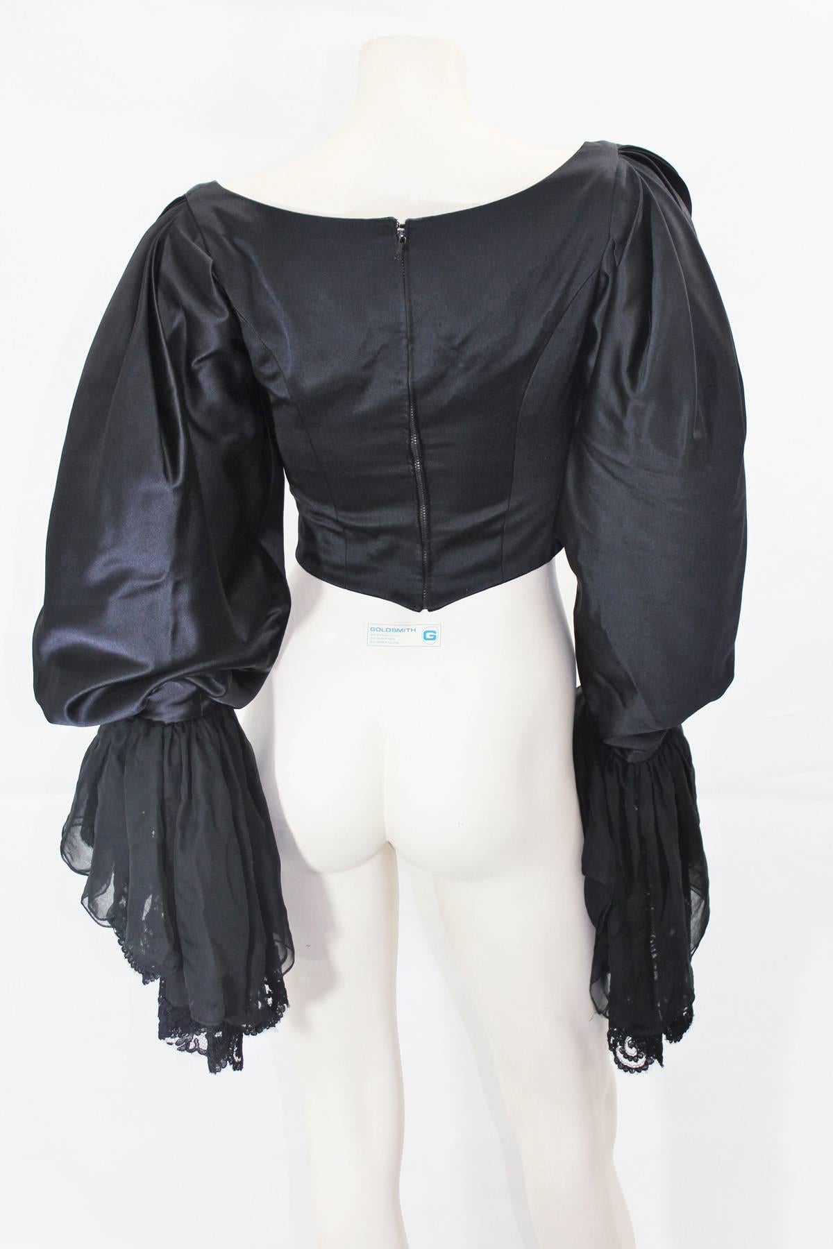 Spectacular one of a kind renaissance Genny  ORO Black Corset Blouse w lace In New Condition In New York, NY