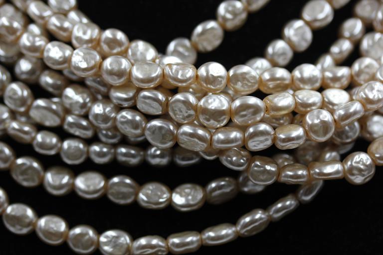 Vintage luxurious Miriam Haskell 5 strands long pearl Necklace at 1stDibs