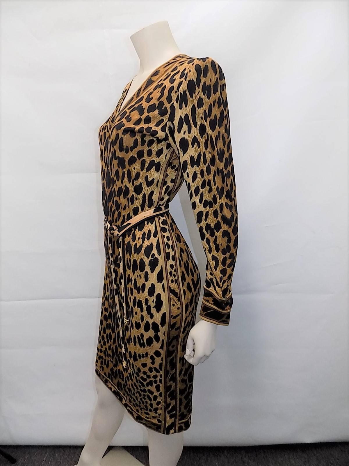 Women's Leonard Vintage leopard print jersey dress with belt