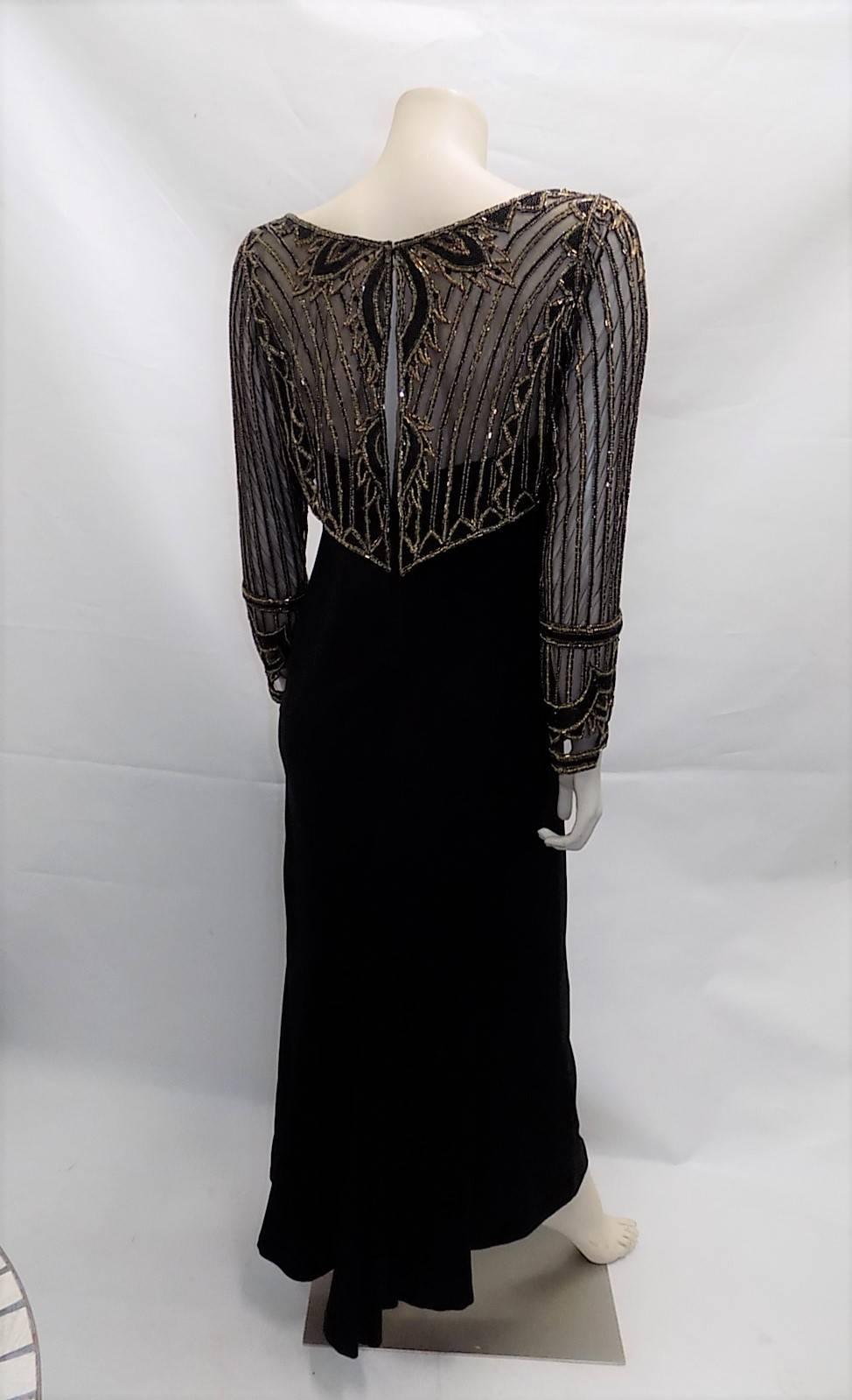 Women's or Men's Bob Mackie black Gown Wit Beaded illusion boilero sz ^