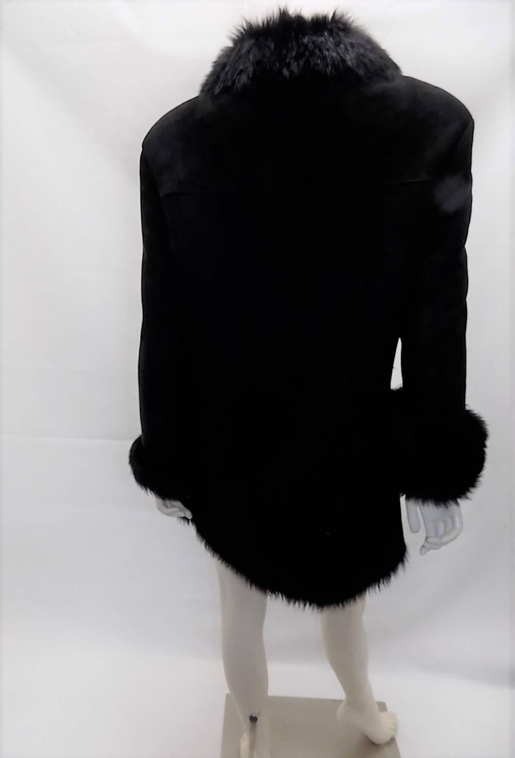 Gucci black long hair luxurious  shearling coat jacket sz  40 2