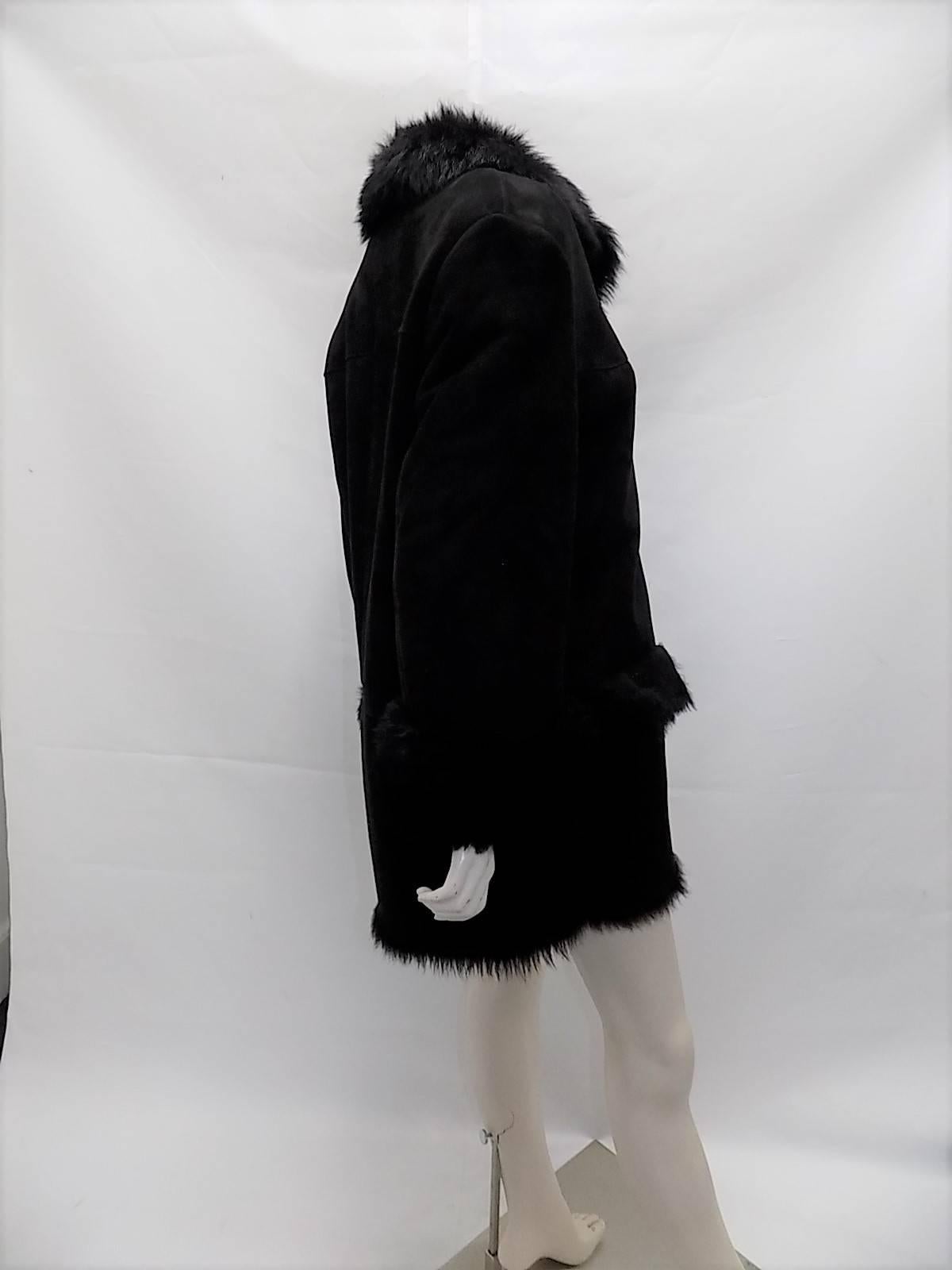 Gucci black long hair luxurious  shearling coat jacket sz  40 3