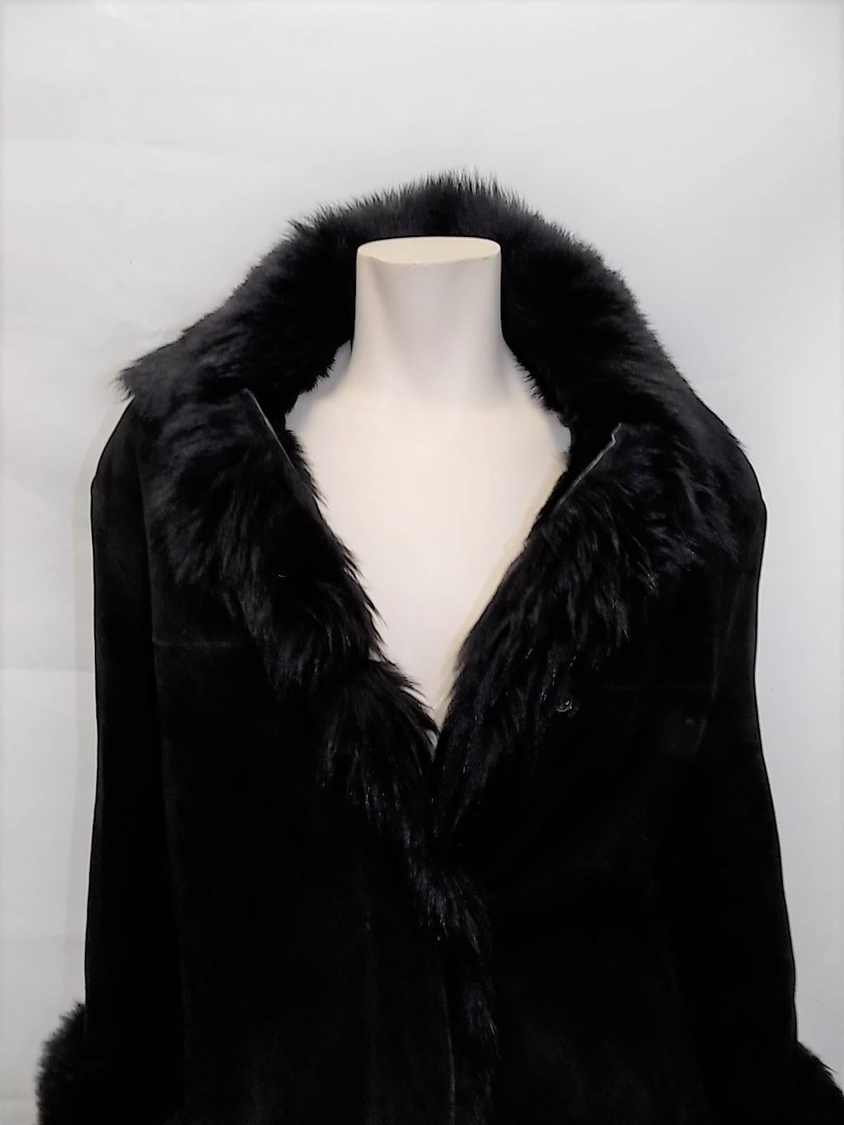 Women's or Men's Gucci black long hair luxurious  shearling coat jacket sz  40