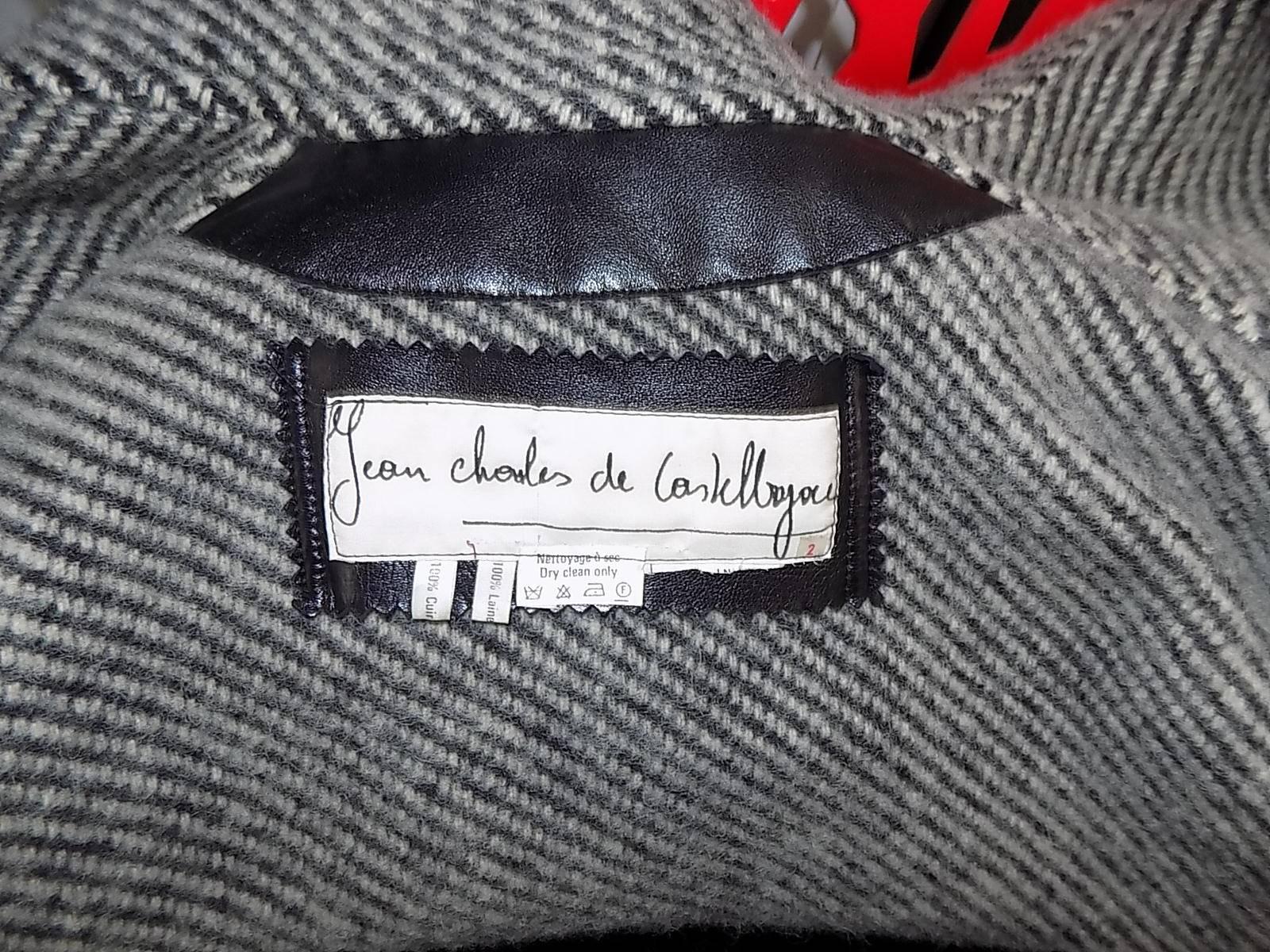 Jean-Charles de Castelbajac vintage  Arrow coat jacket with Leather Sleeves For Sale 2