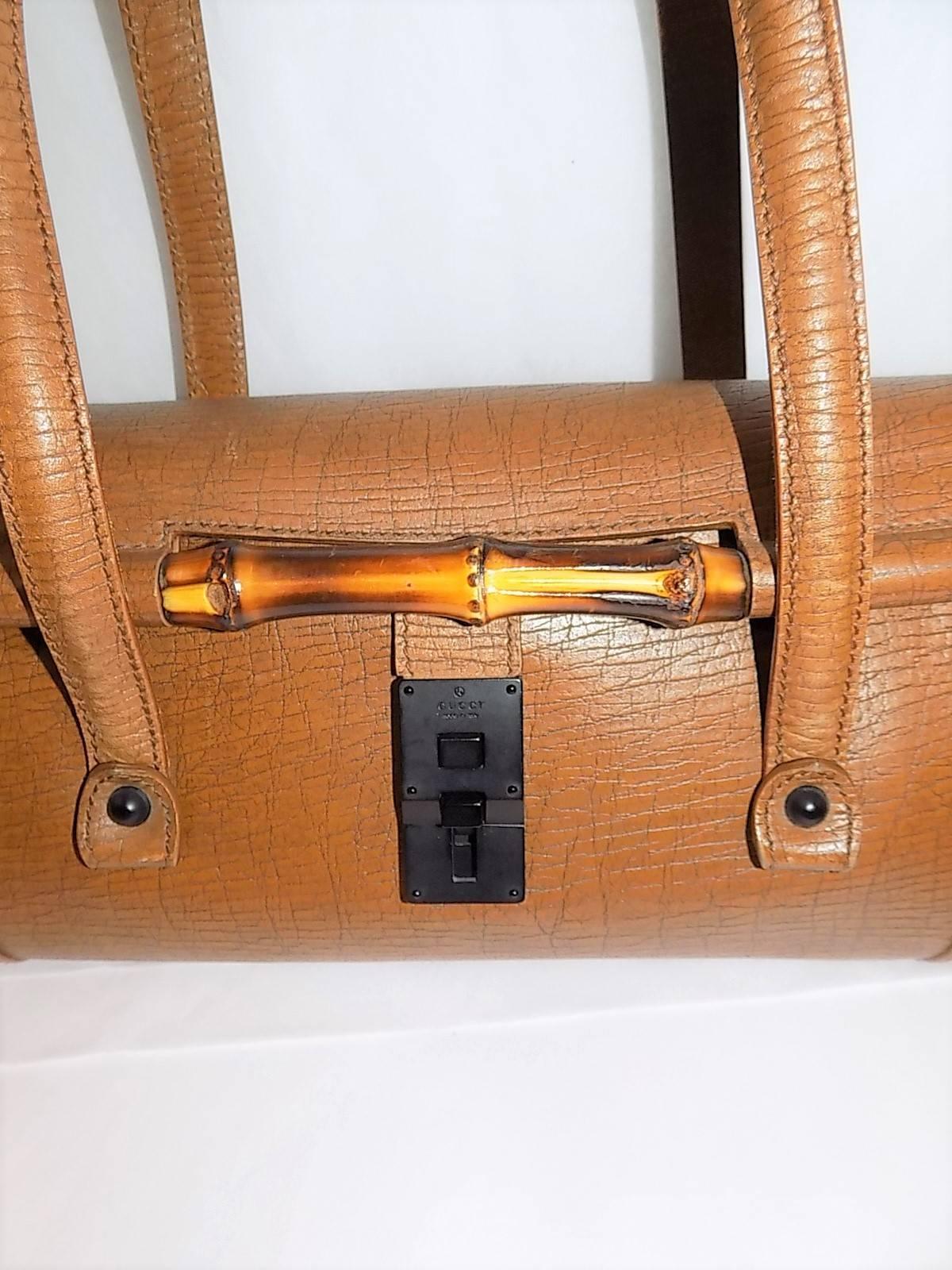 Women's Brown distressed leather Gucci Bamboo Bullet Bag