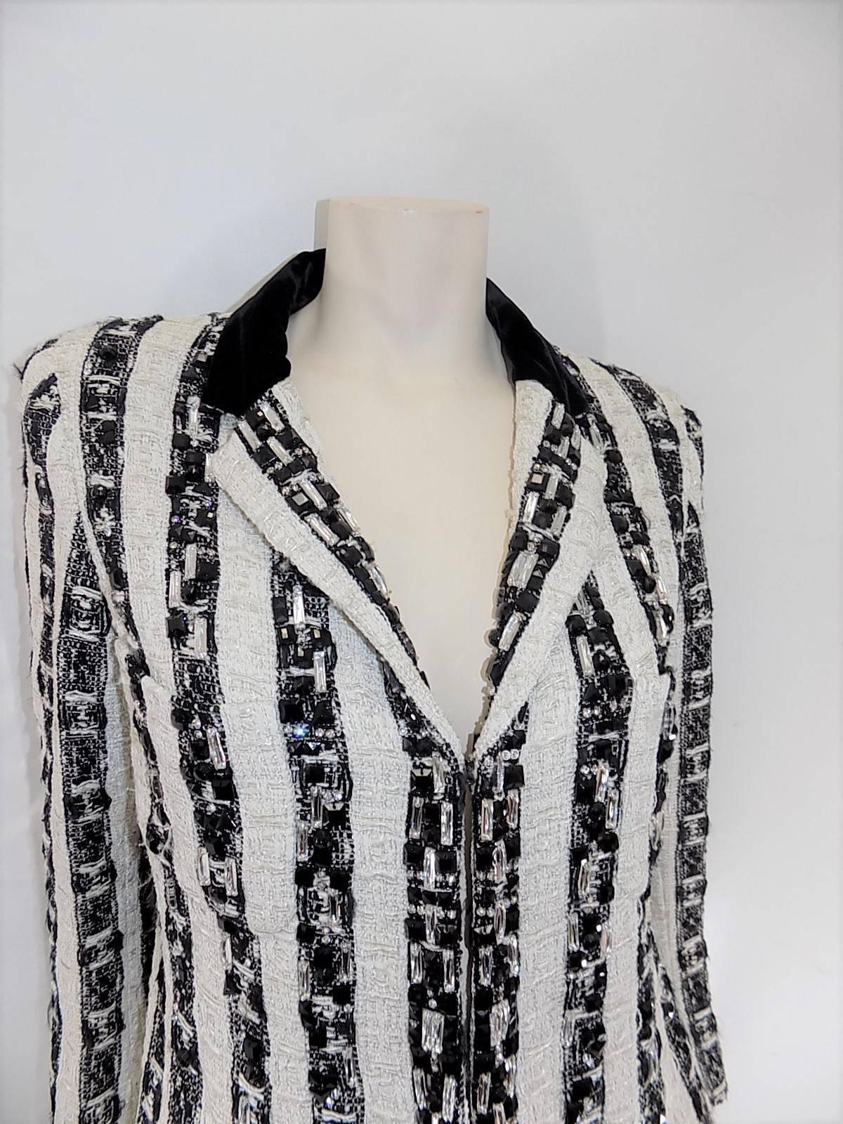 CHANEL Tweed Lesage Jacket w/ Swarovski Crystals For Sale 3