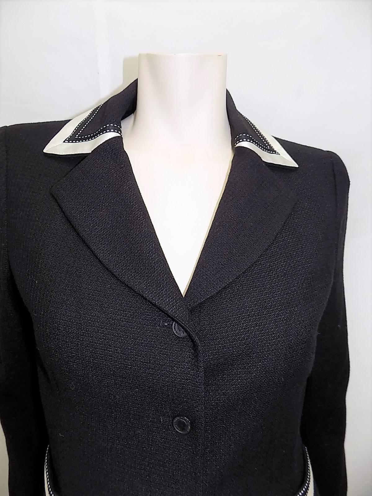 Chanel Black Jacket with white Silk trim Details  For Sale 2