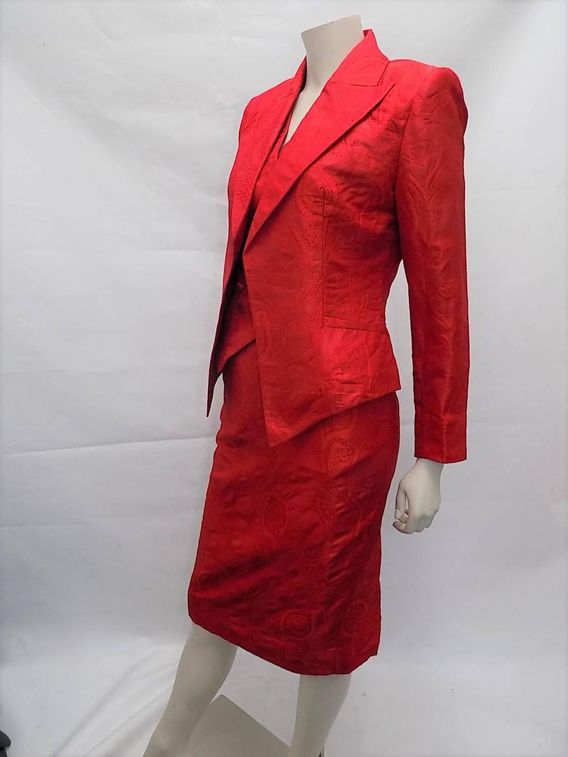 Hermes Vintage Red Silk Brocade 3 Pc skirt suit Fabulous !!! For Sale ...