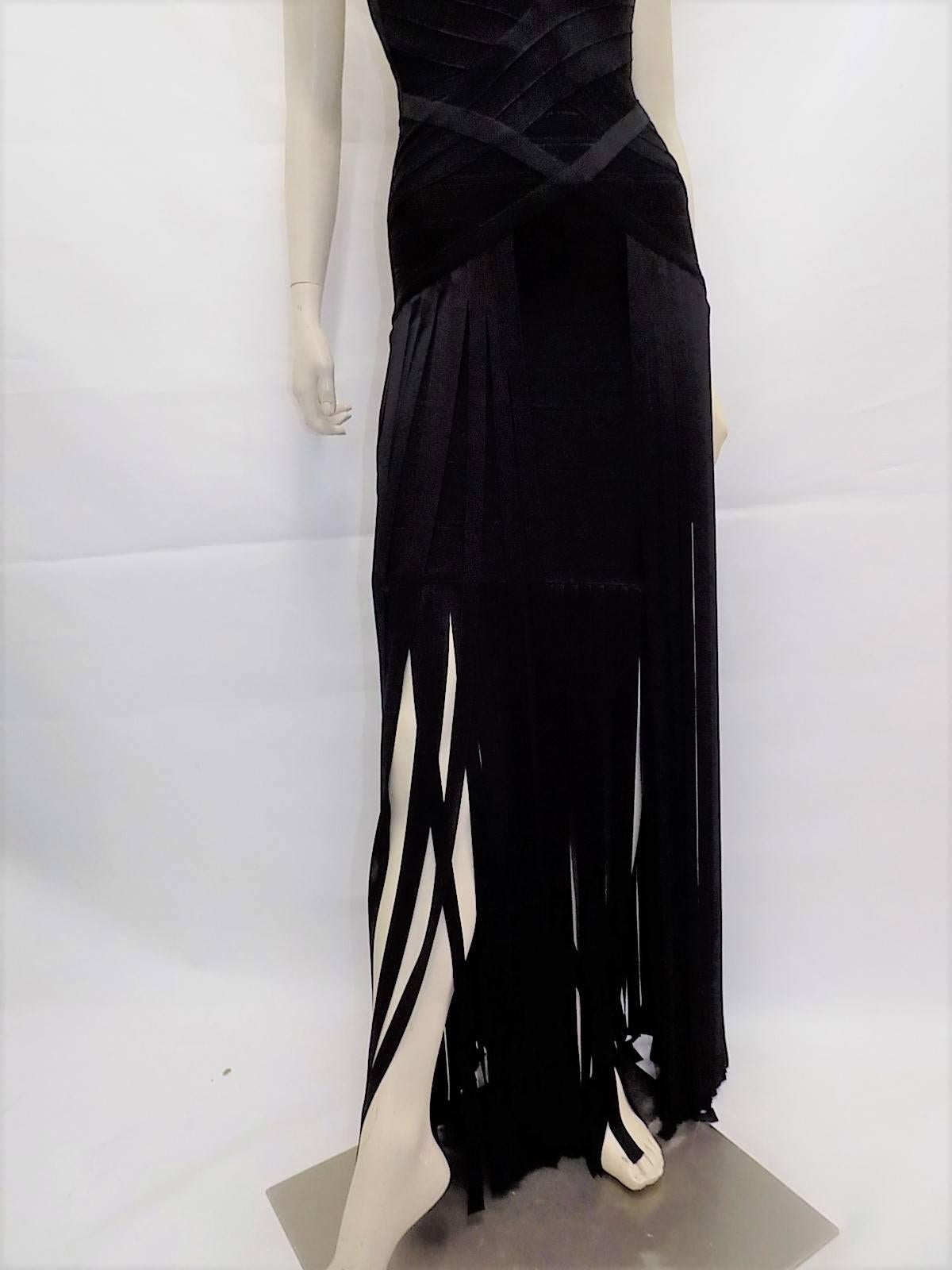 Herve Leger Black Rebekah Draped Bandage  Evening Gown Dress sz  S 1