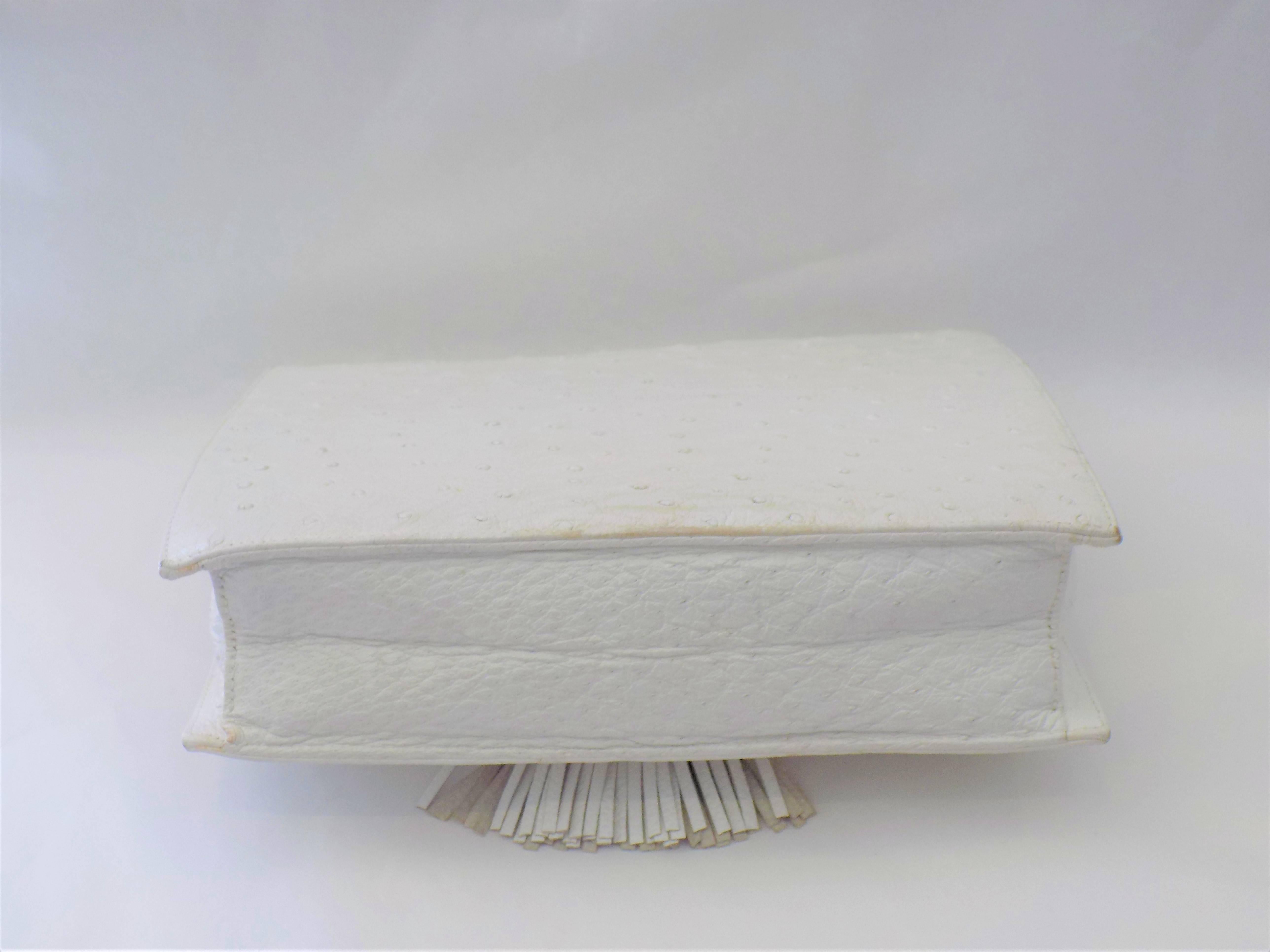 Gray SISO Vintage white ostrich envelope clutch  - shoulder bag