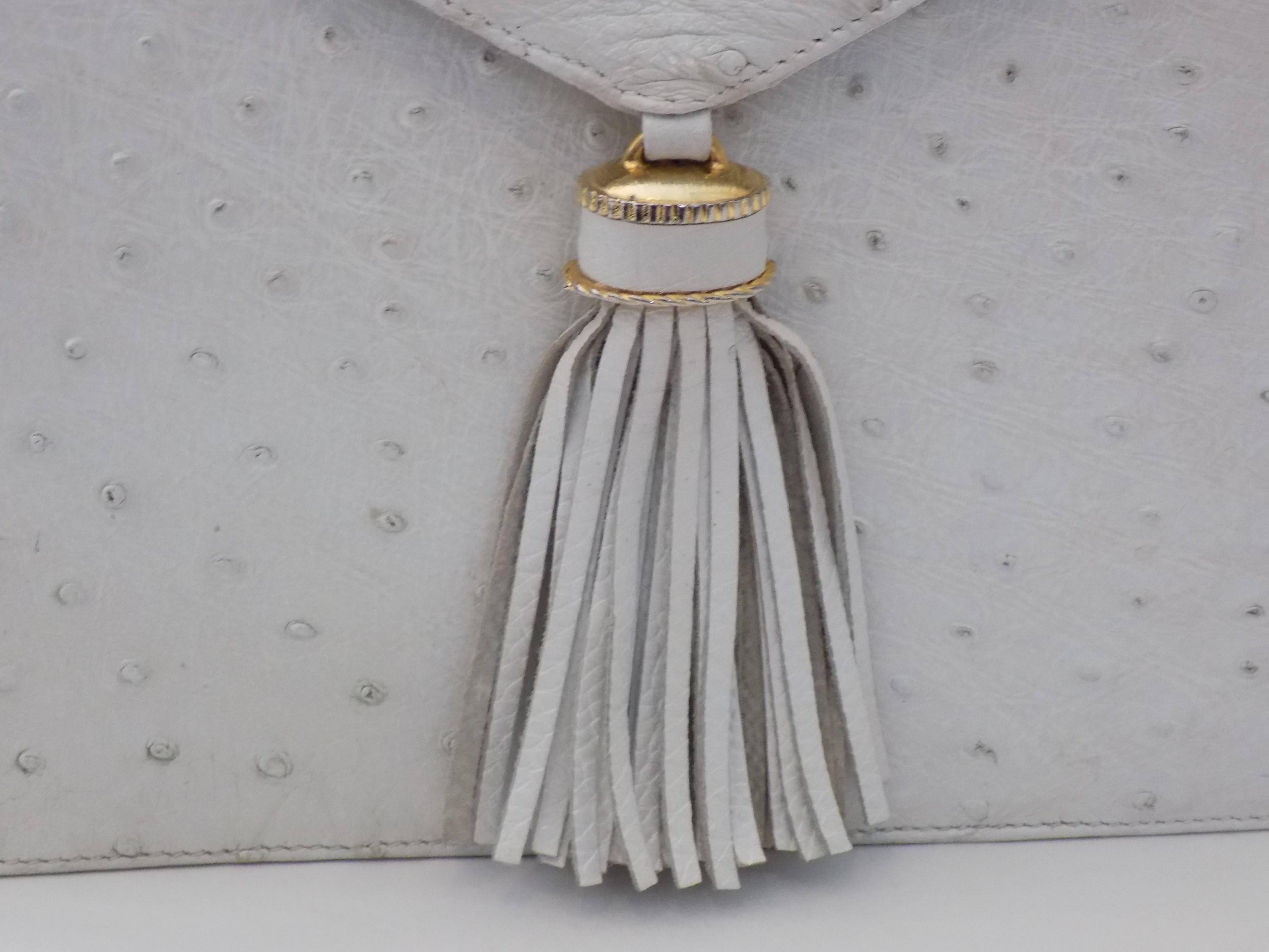 Women's SISO Vintage white ostrich envelope clutch  - shoulder bag