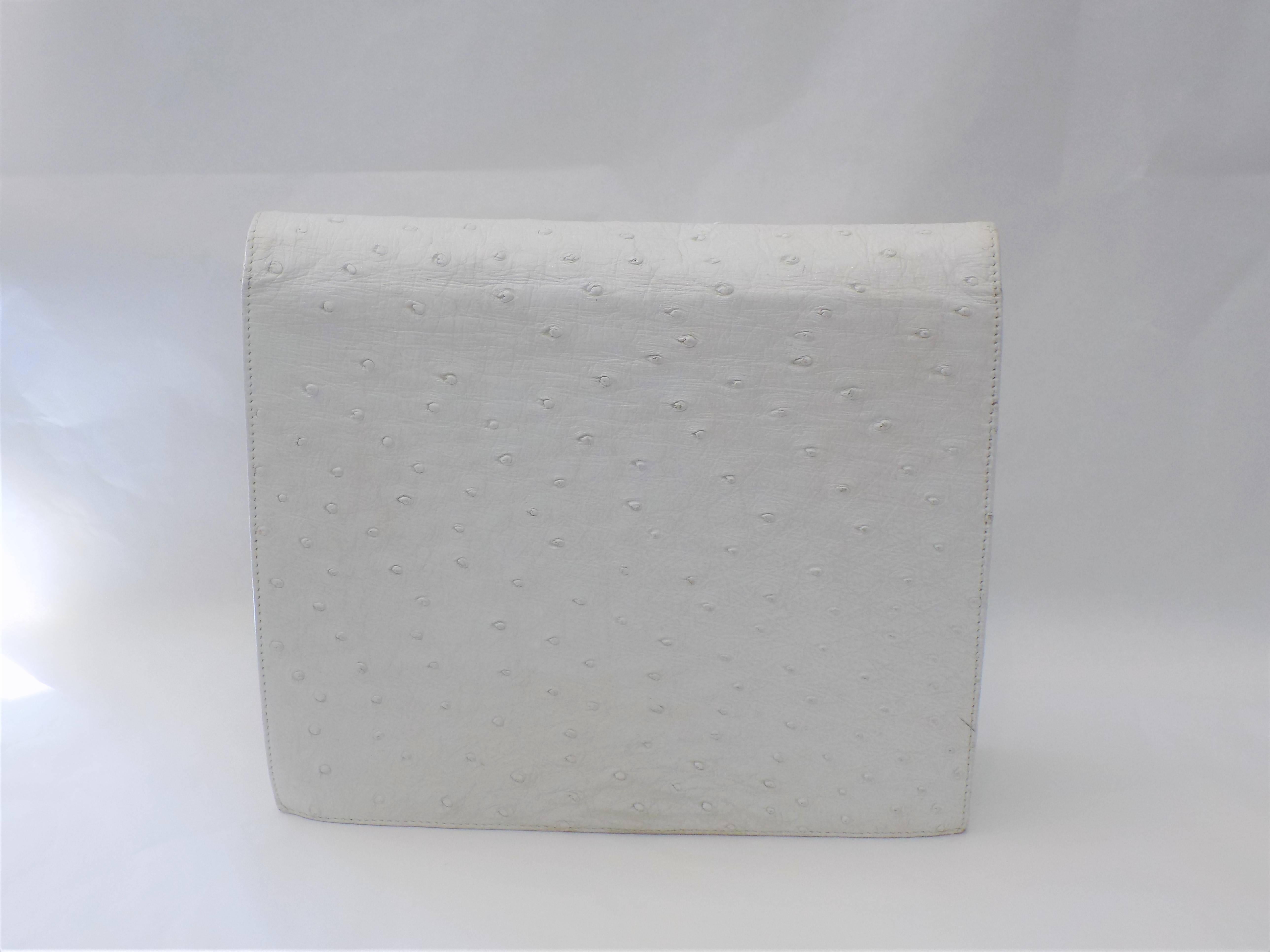 SISO Vintage white ostrich envelope clutch  - shoulder bag 1