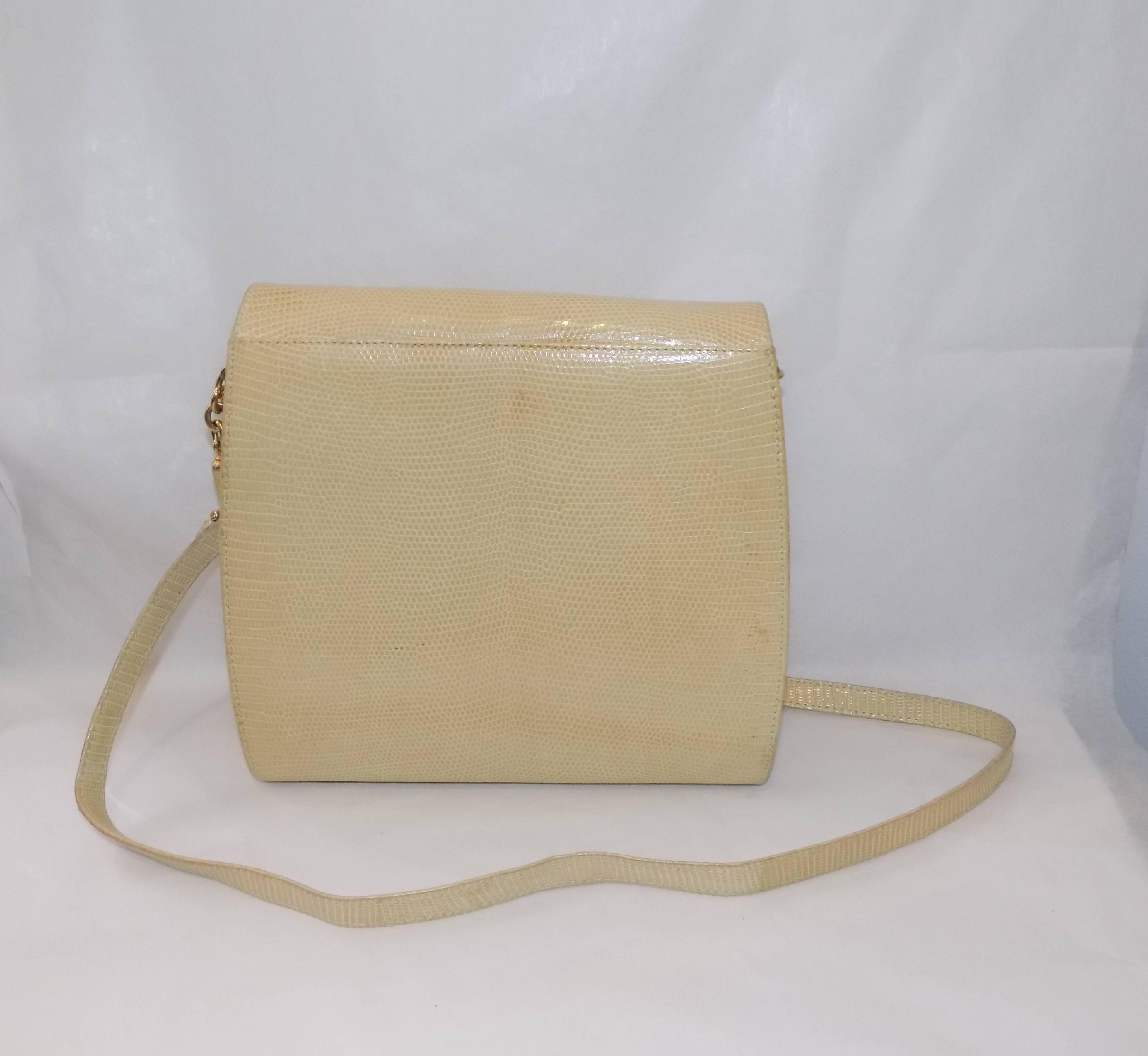Beige Vintage Siso crossbody lizard  bag For Sale