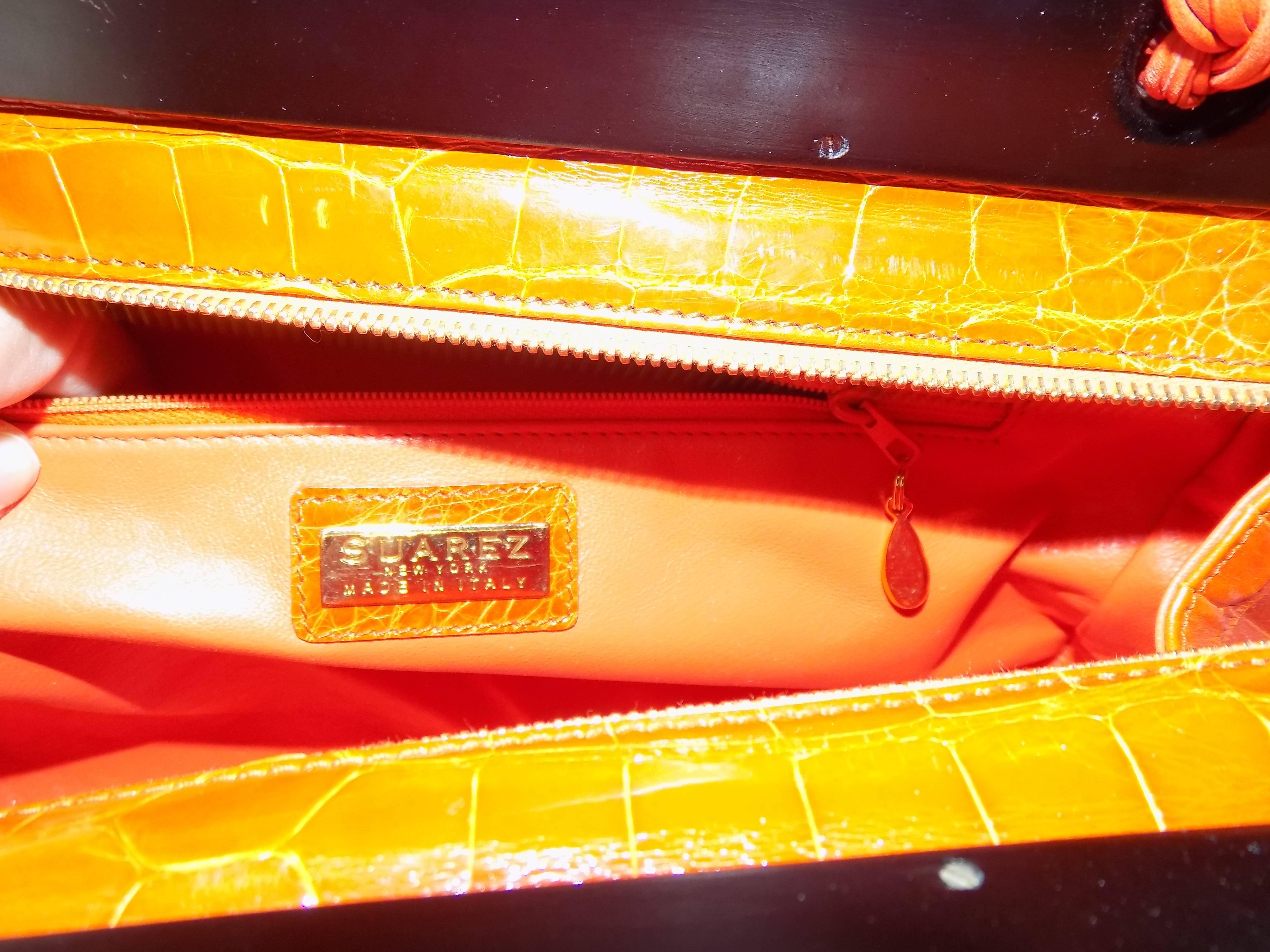 Women's Luxury Suarez Alligator  bag with ebony frame . New! For Sale
