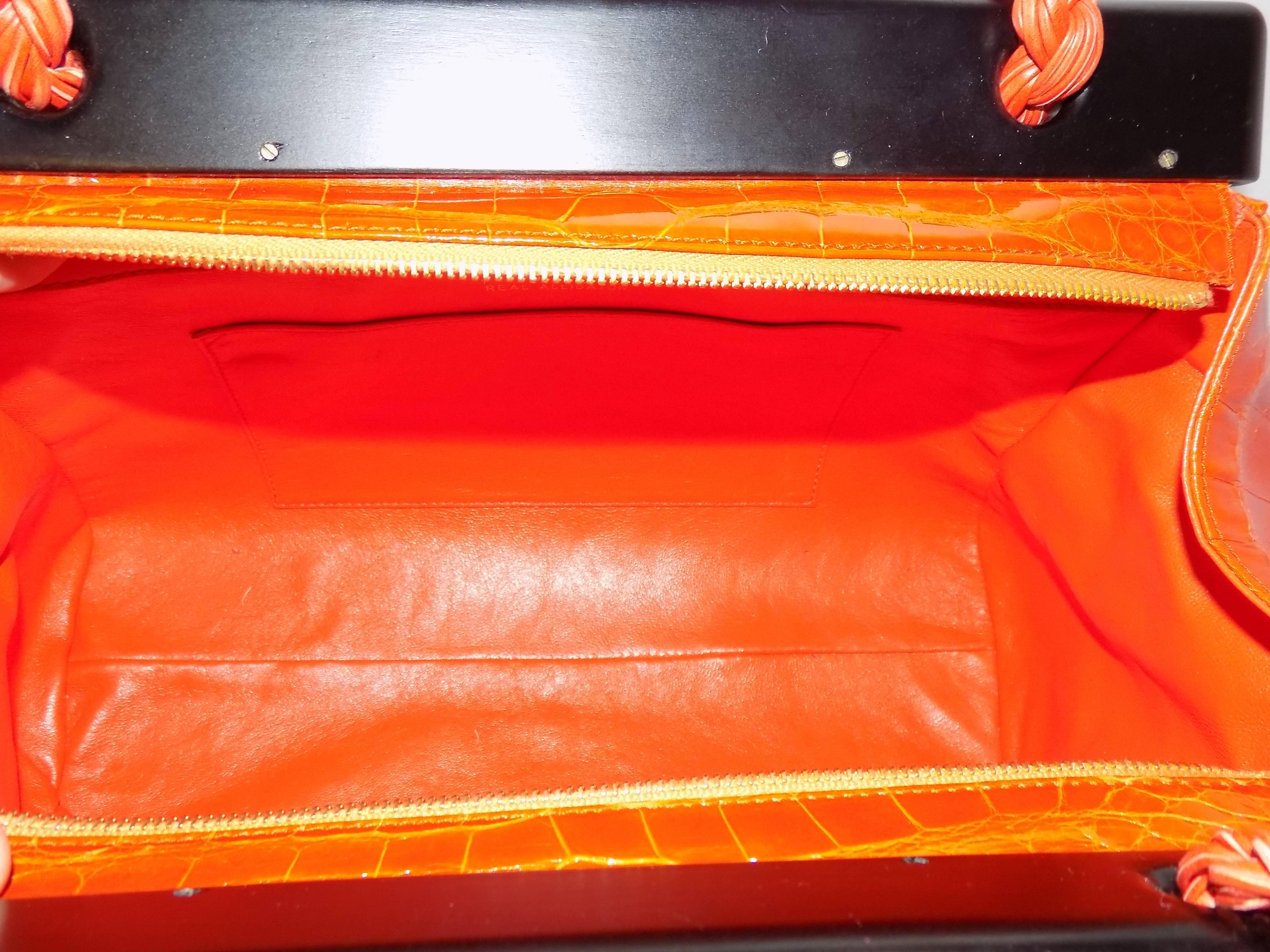 Luxury Suarez Alligator  bag with ebony frame . New! For Sale 1