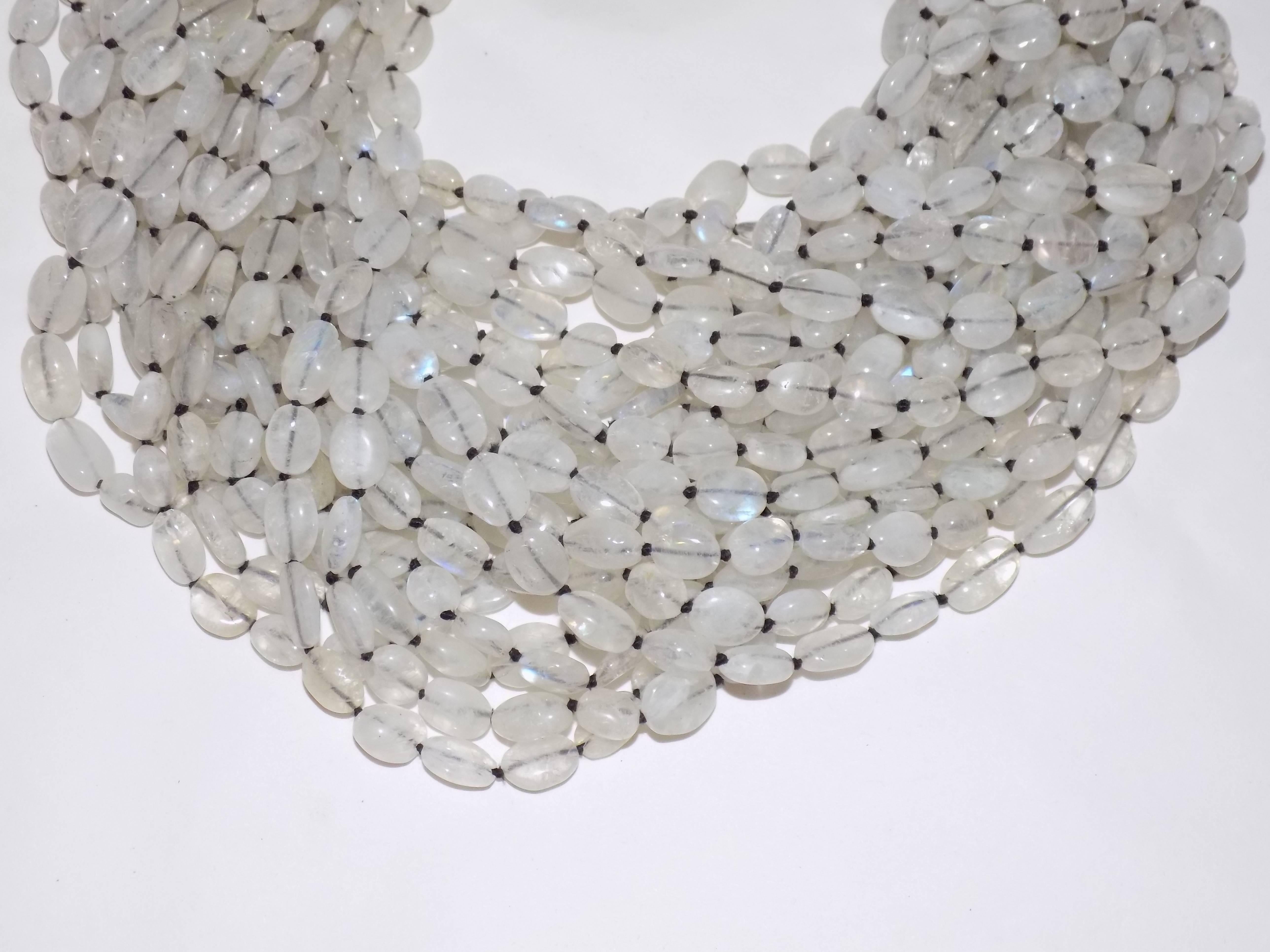 Patricia Von Musulin Rare multi strand massive necklace  with ebony clasp In New Condition In New York, NY