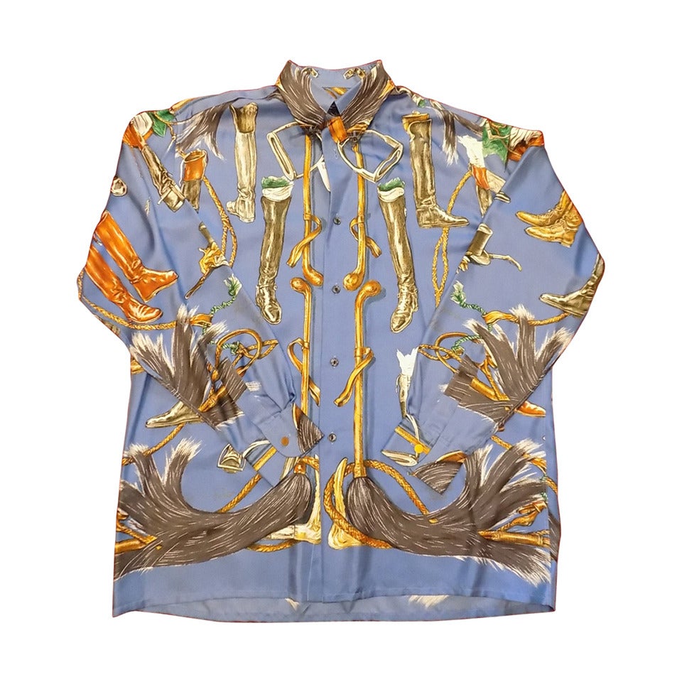 New With Tags Vintage Hermes Shirt  "A Propos de Bottes" by Xavier De Poret