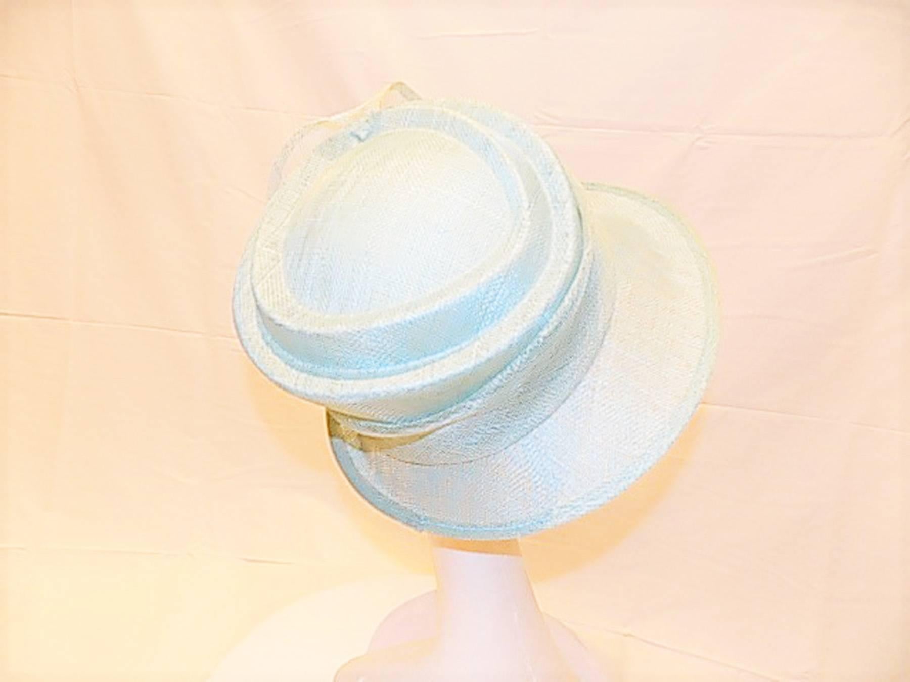 Light Blue Modern Couture summer Hat with flower 1