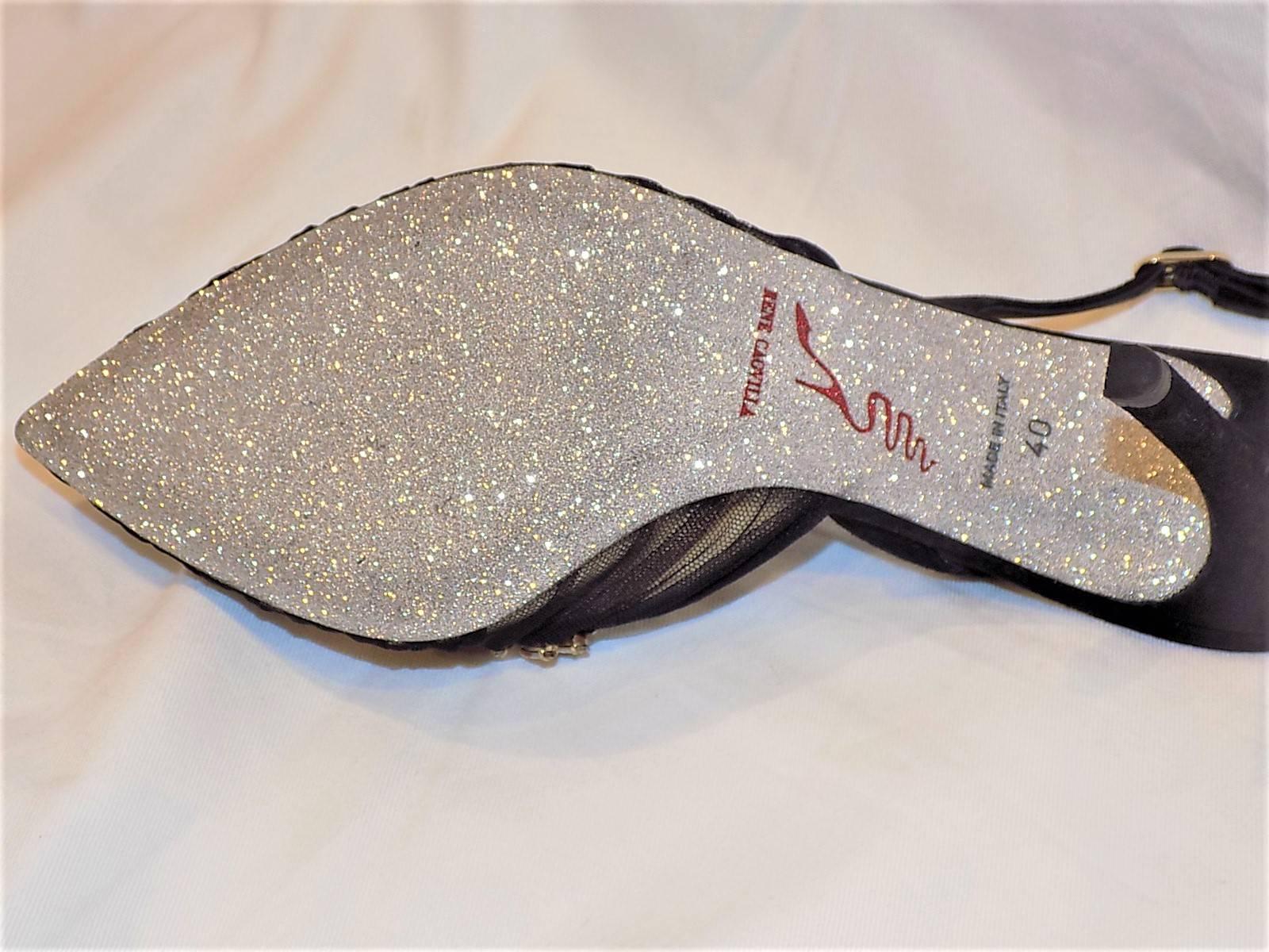 Women's  NEW and sold out  Rene Caovilla embelished glitter sole evening shoe sz 40 For Sale