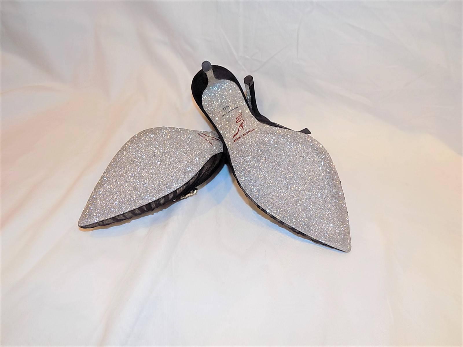  NEW and sold out  Rene Caovilla embelished glitter sole evening shoe sz 40 For Sale 2