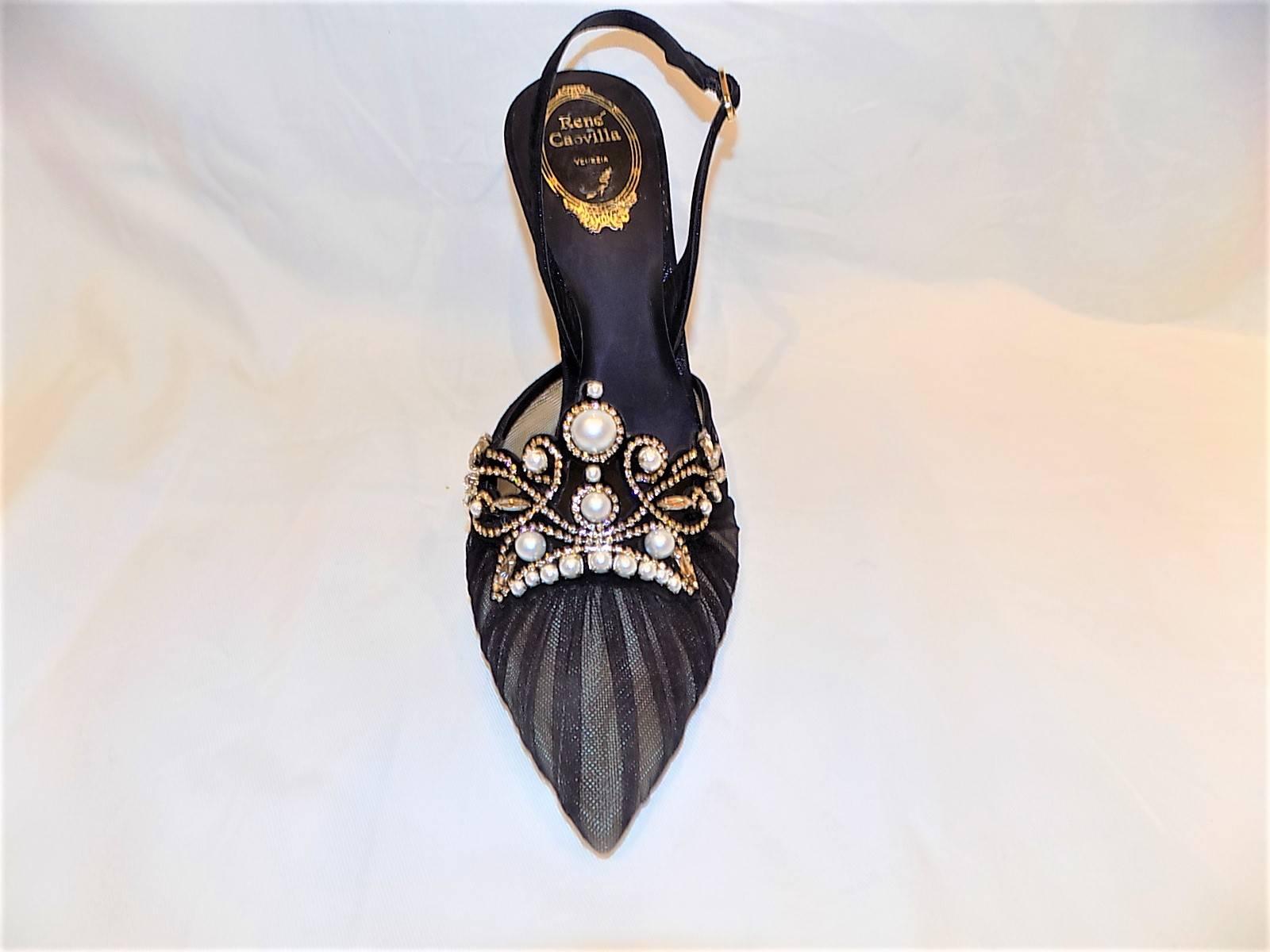  NEW and sold out  Rene Caovilla embelished glitter sole evening shoe sz 40 For Sale 3